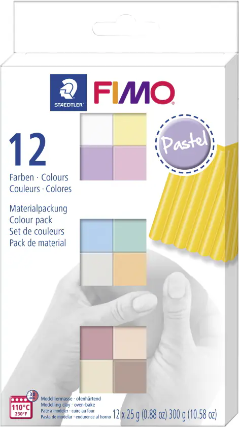 Fimo Modelliermasse Soft Colour Pack 12 x 25 g Farben Pastel