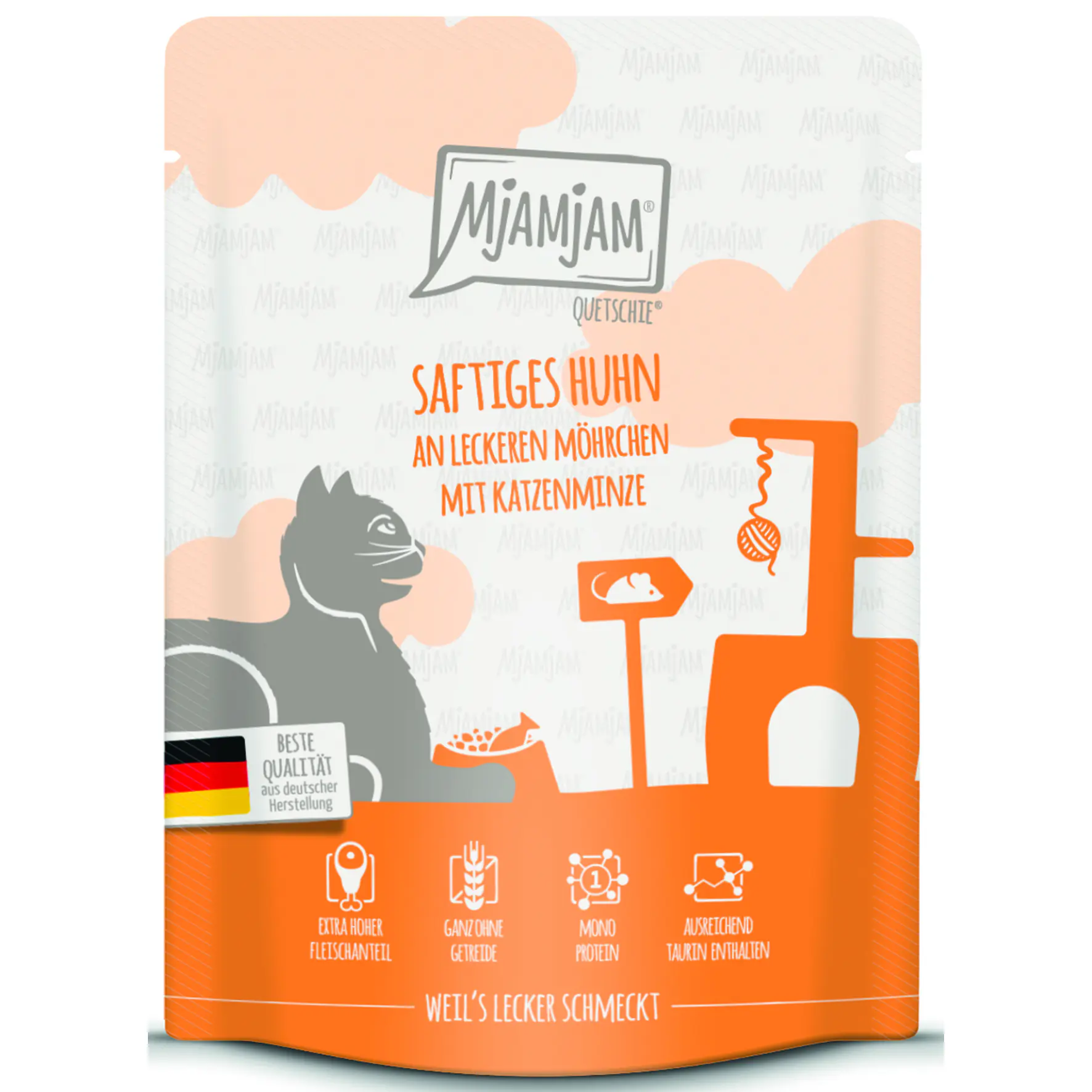 MjAMjAM Adult Huhn an Möhrchen mit Katzenminze Katzenfutter 300g