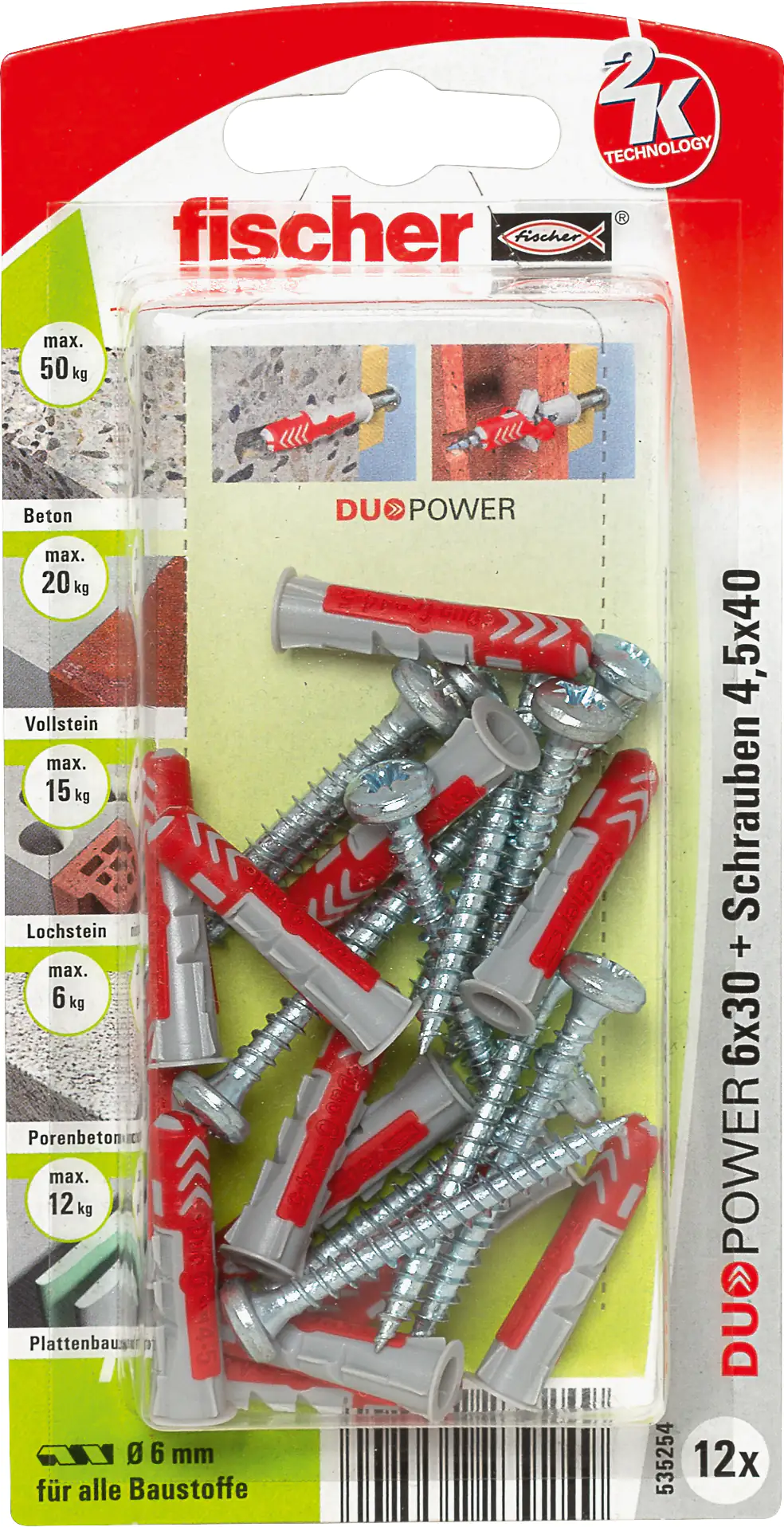 Fischer Dübel-Set Duopower 10.0 x 50 mm - 2 Stück