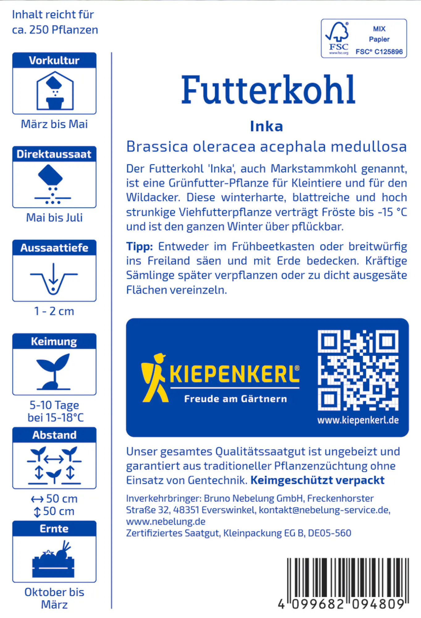 Kiepenkerl Saatgut Futterkohl Inka für ca. 250 Pflanzen