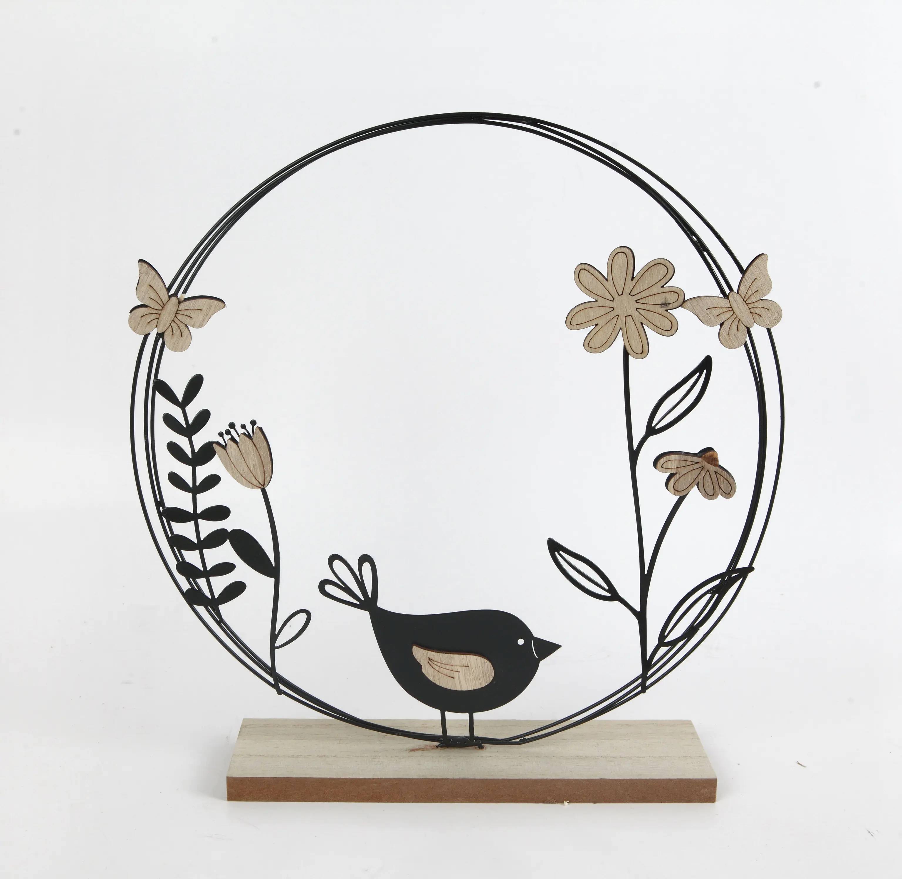 TrendLine Aufsteller Holz mit Vogel und Blumen 29 x 6 x 30 cm 