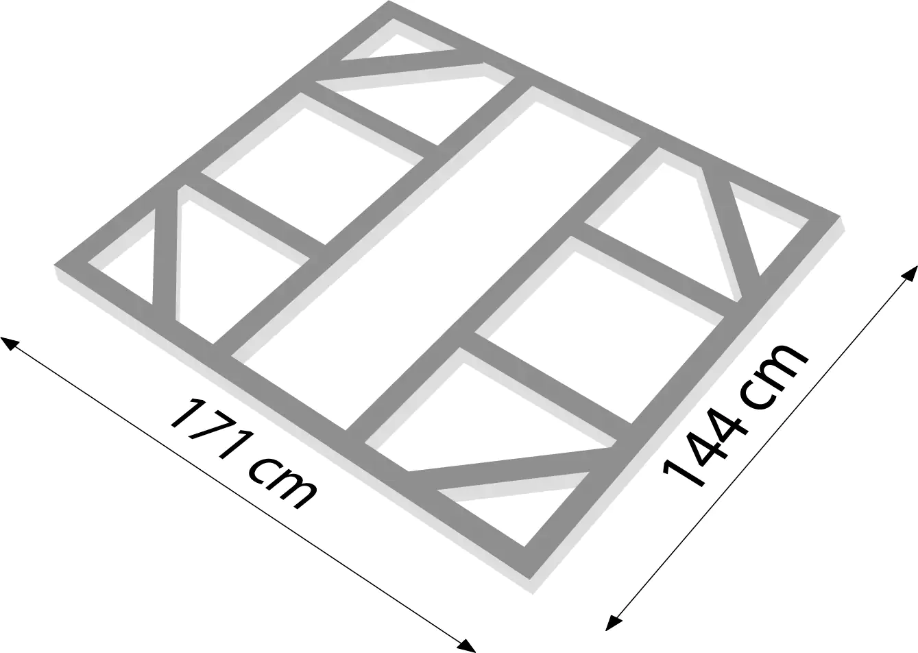 Globel Fundamentbodenrahmen 6 x 5 zu Gerätehaus Dream 65 und Lean To 56