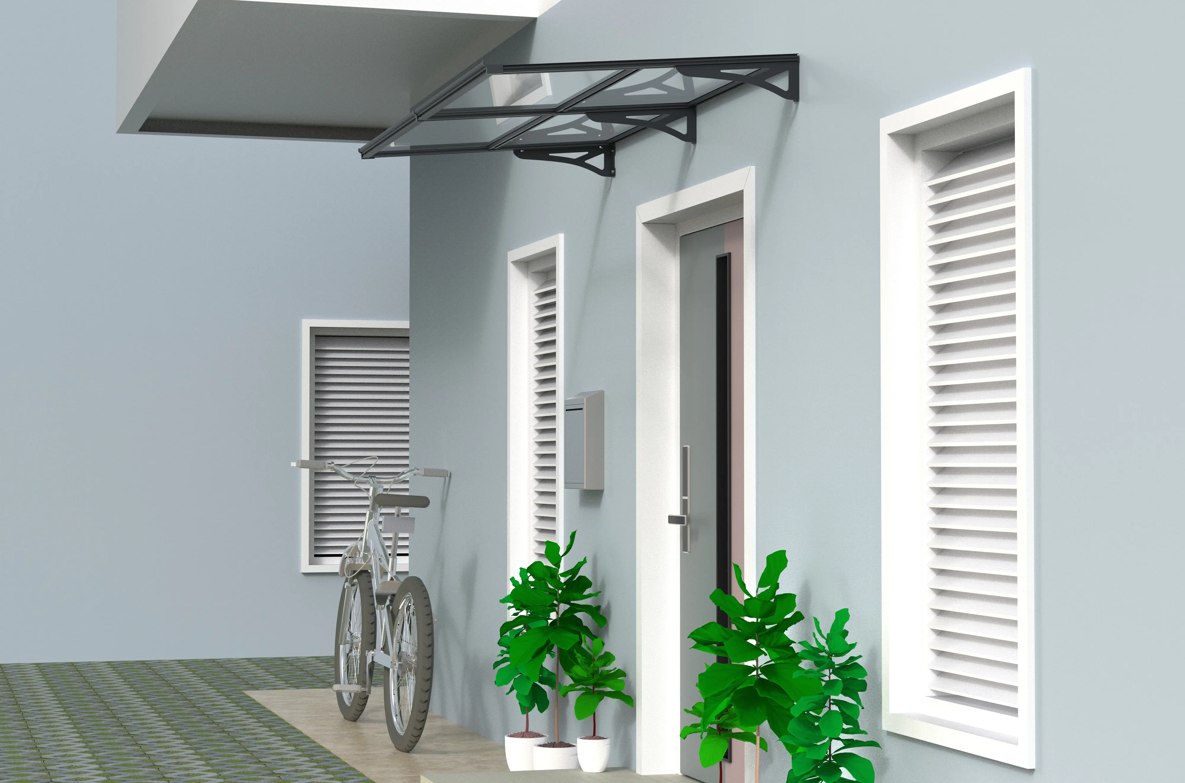 TrendLine Vordach Bordeaus Aluminium schwarz 200 x 90 cm