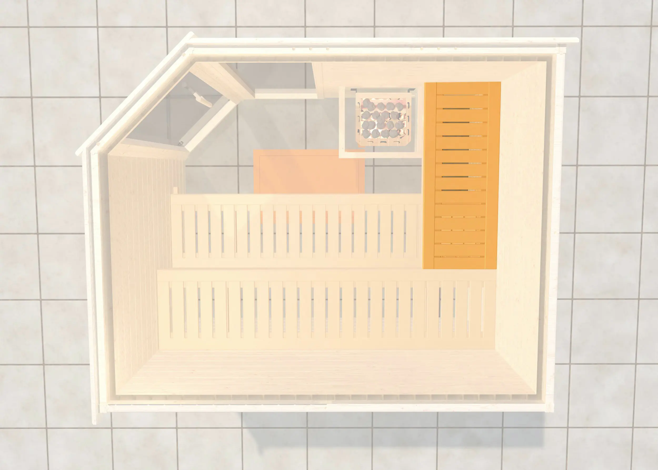 Weka Saunabank quer für Saunatiefe 194/198 cm