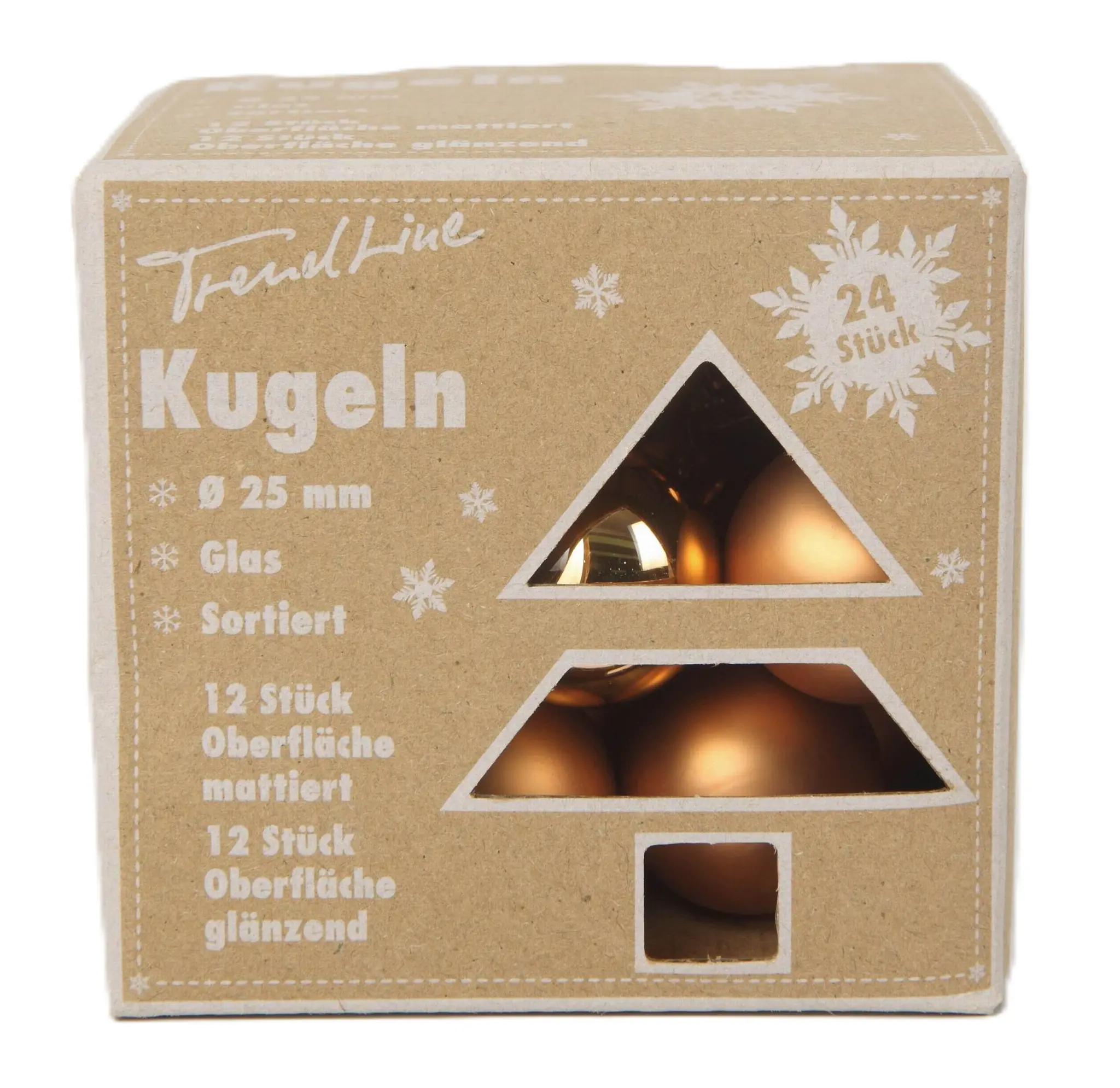 TrendLine Weihnachtskugeln aus Glas Ø 2,5 cm brandy-braun 24 Stück