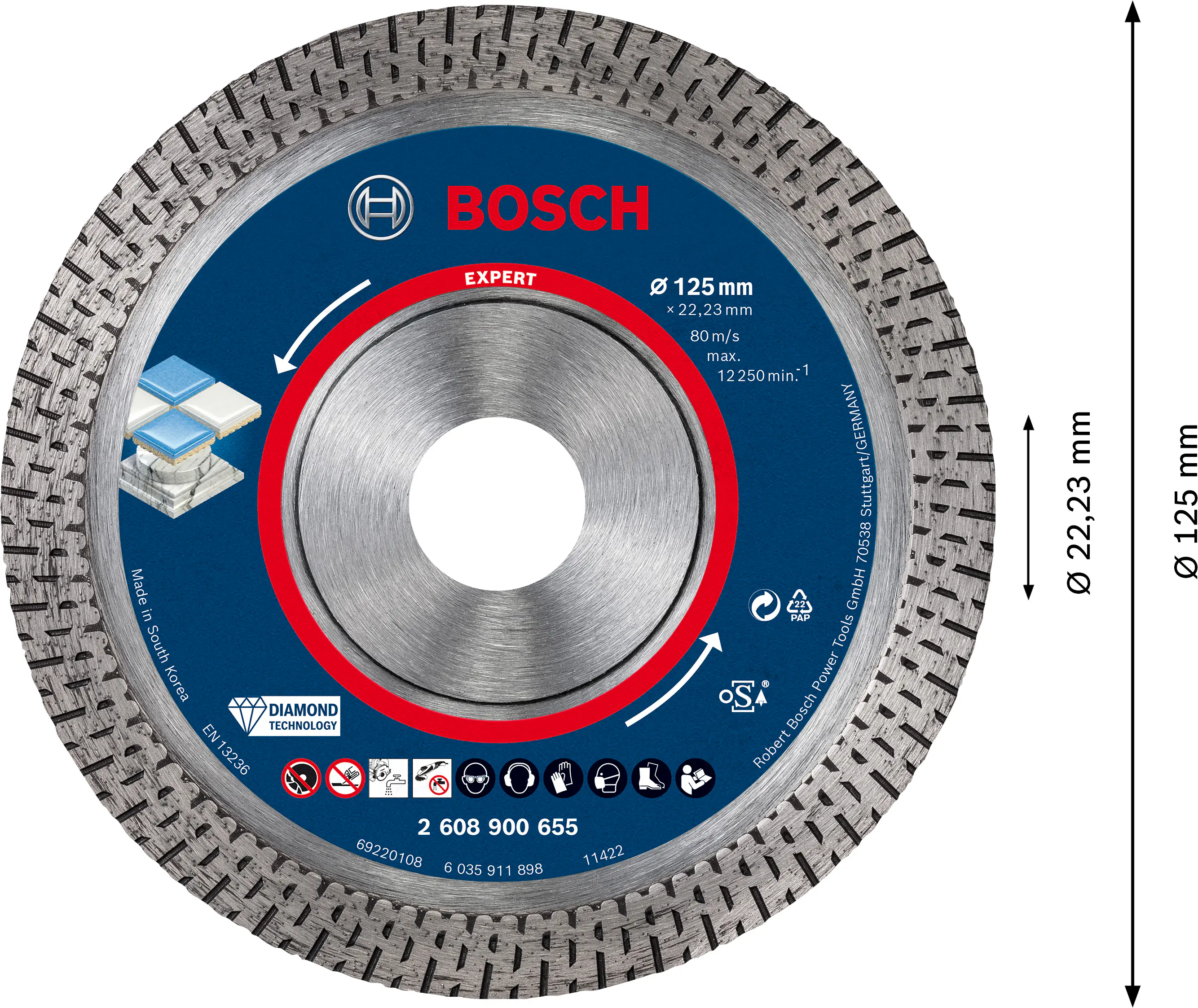 Bosch Expert HardCeramic Diamanttrennscheiben 125 x 22,23 x 1,4 x 10 mm