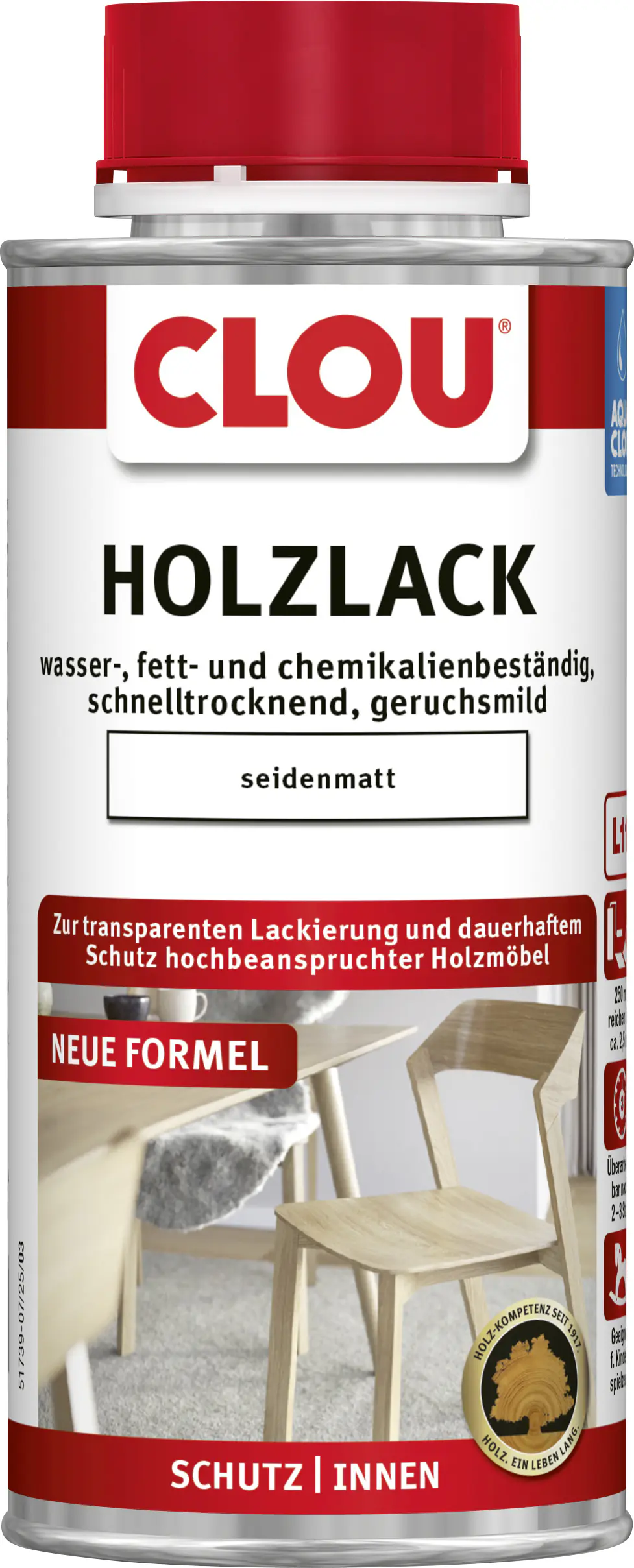 Aqua Clou Holzlack 250 ml seidenmatt transparent