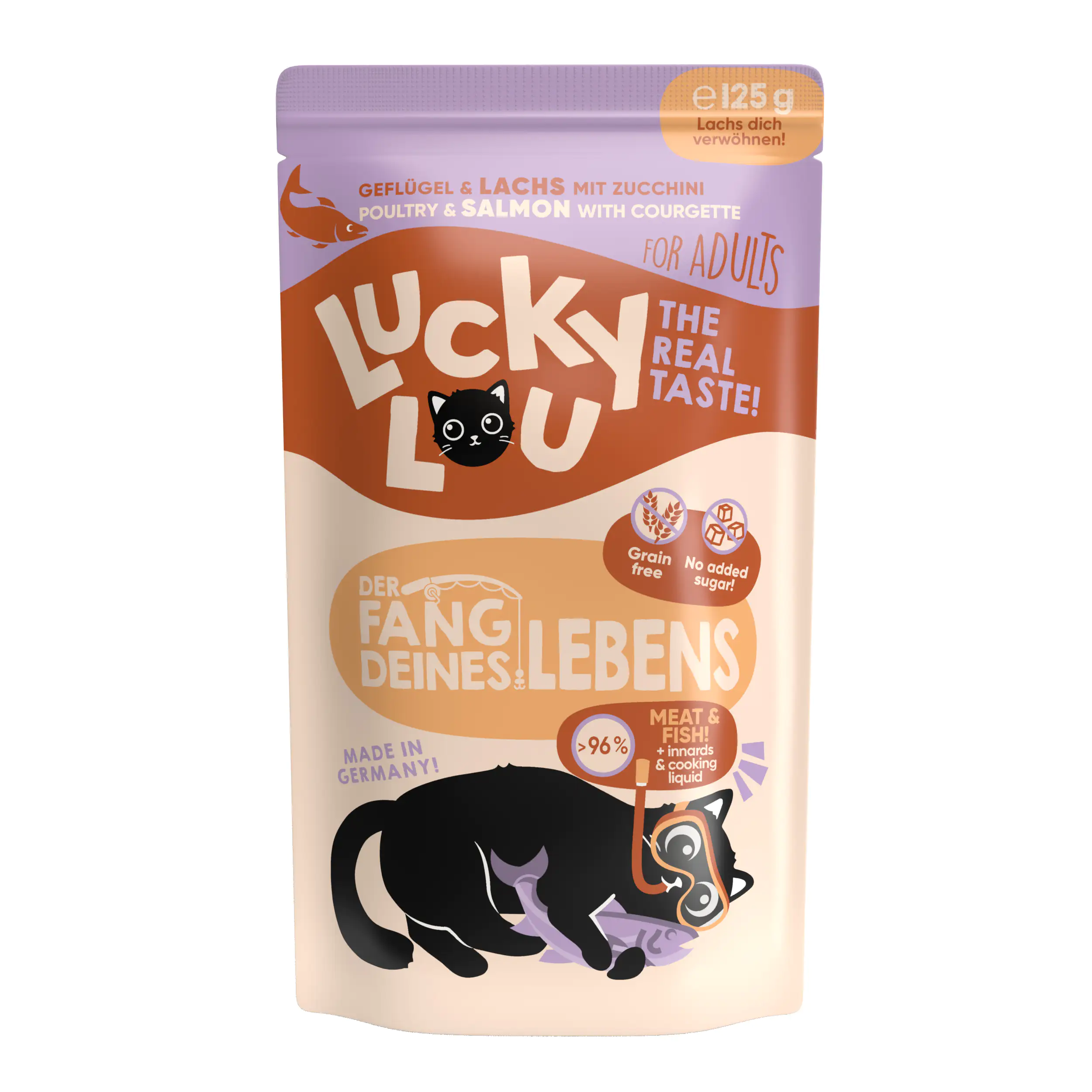 Lucky Lou Katzenfutter Geflügel und Lachs 125g