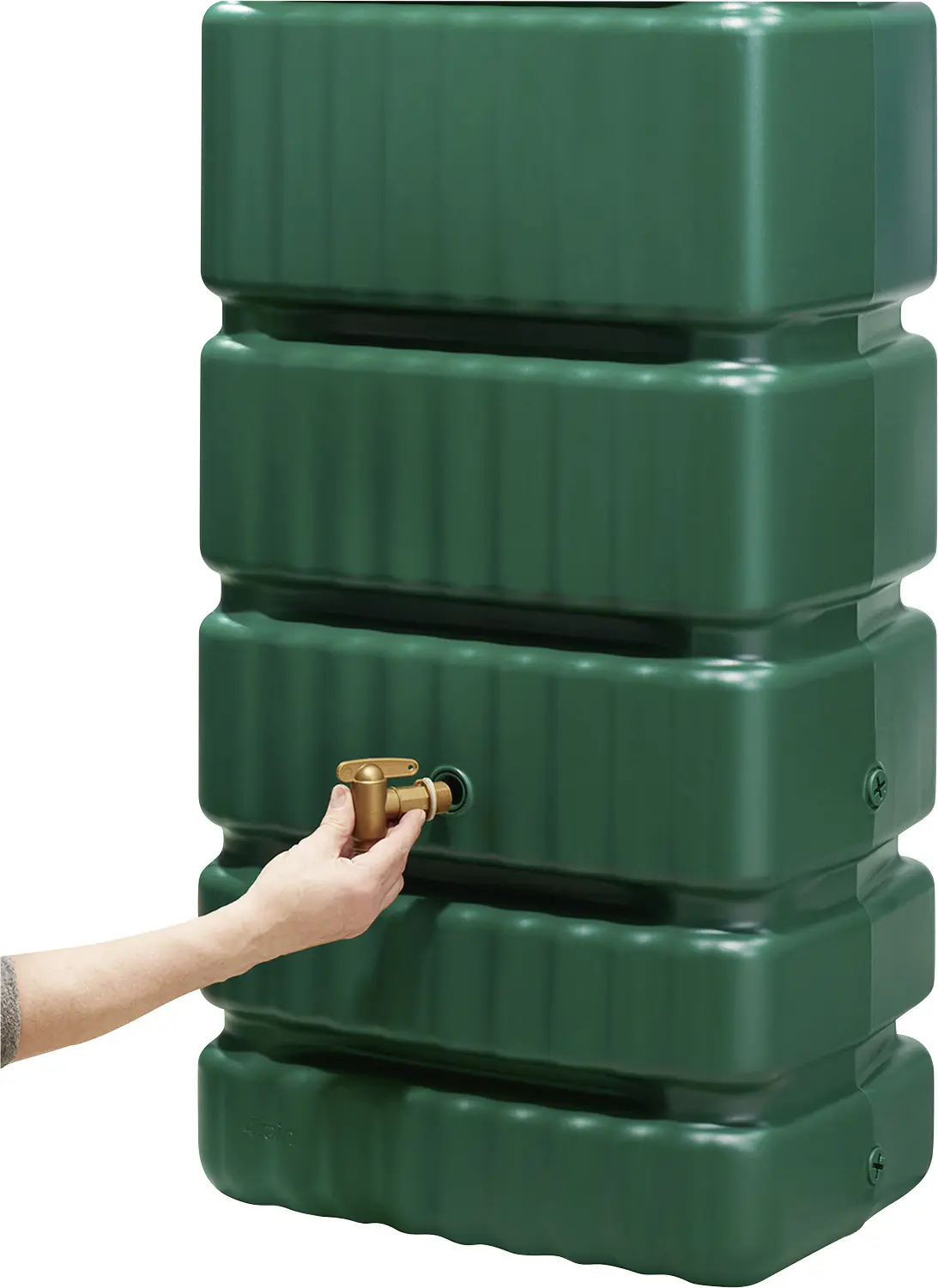 4rain Regentonne-Set Slim inkl. Zubehör Wandtank 1400 L dunkelgrün 4 Stück