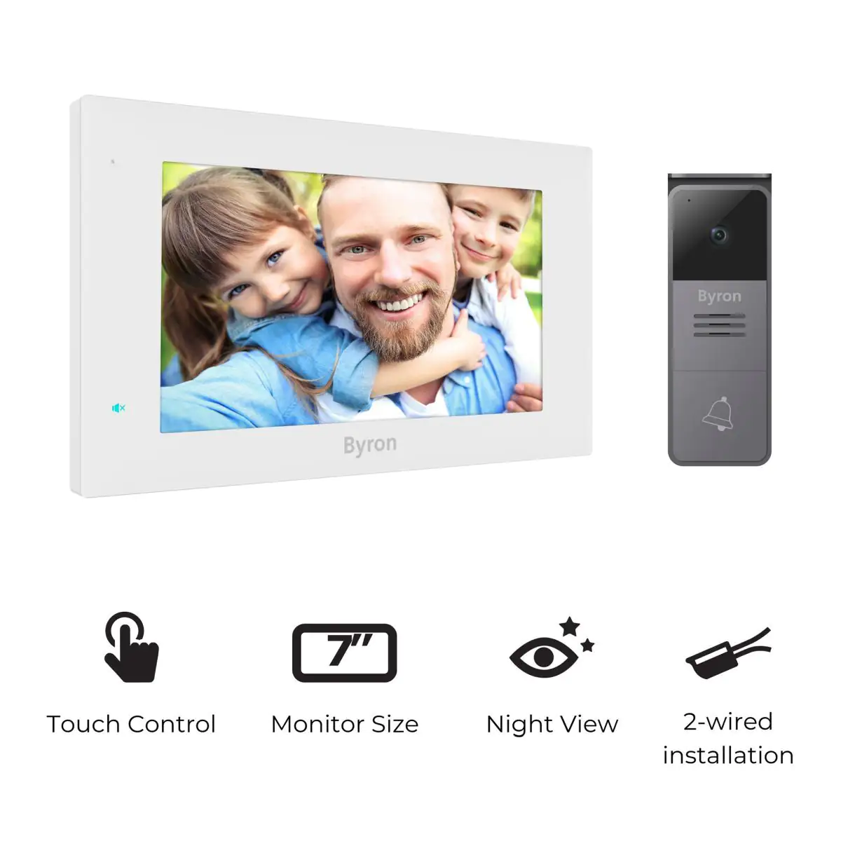 Byron Video-Türsprechanlage DIC-25712 7 Zoll Display, kabelgebunden Byron Video-Türsprechanlage DIC-25712 7 Zoll Display, kabelgebunden