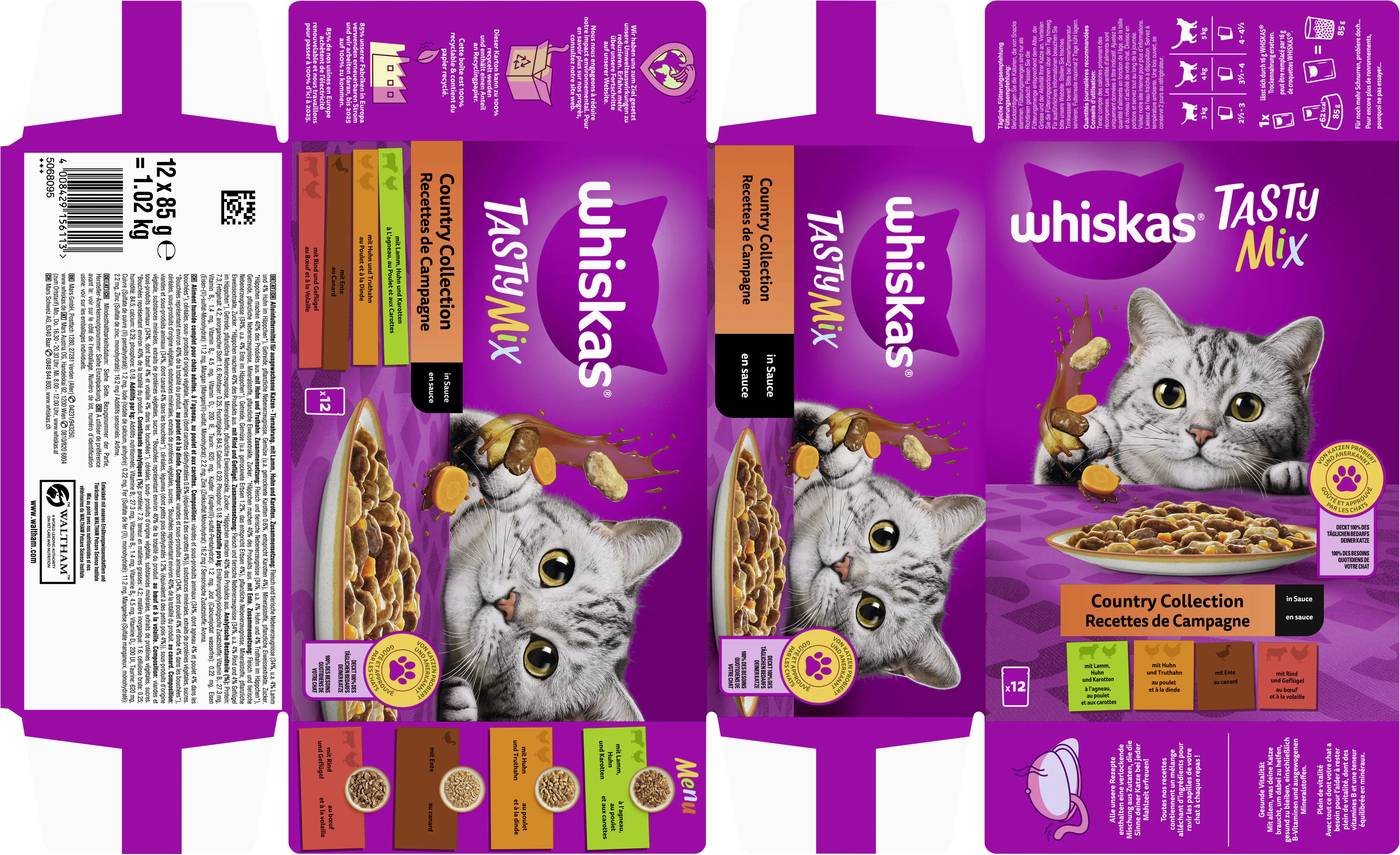 Whiskas Multipack Country Collection Tasty Mix Katzenfutter 12 x 85 g