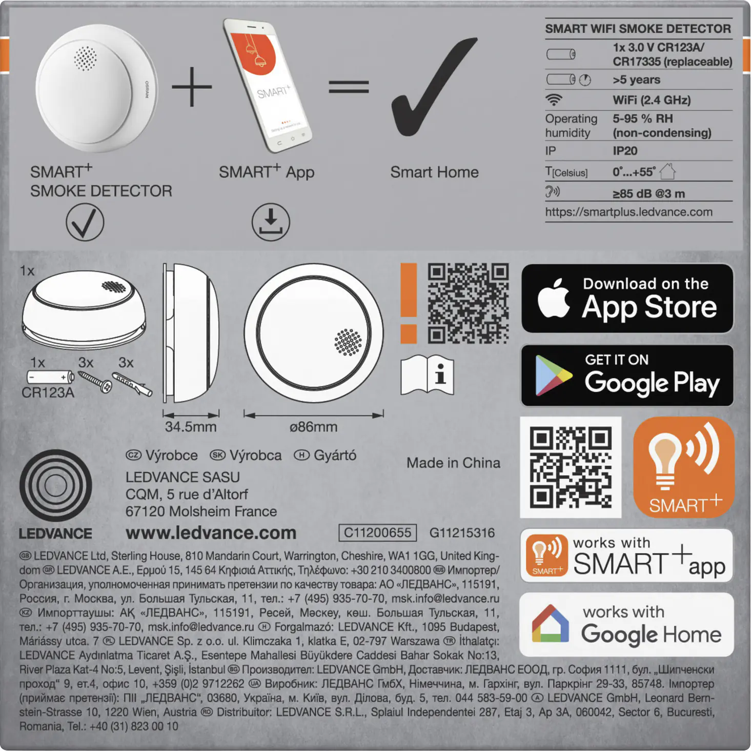 Osram Rauchmelder Smart+ Sensor WiFi weiß Osram Rauchmelder Smart+ Sensor WiFi weiß