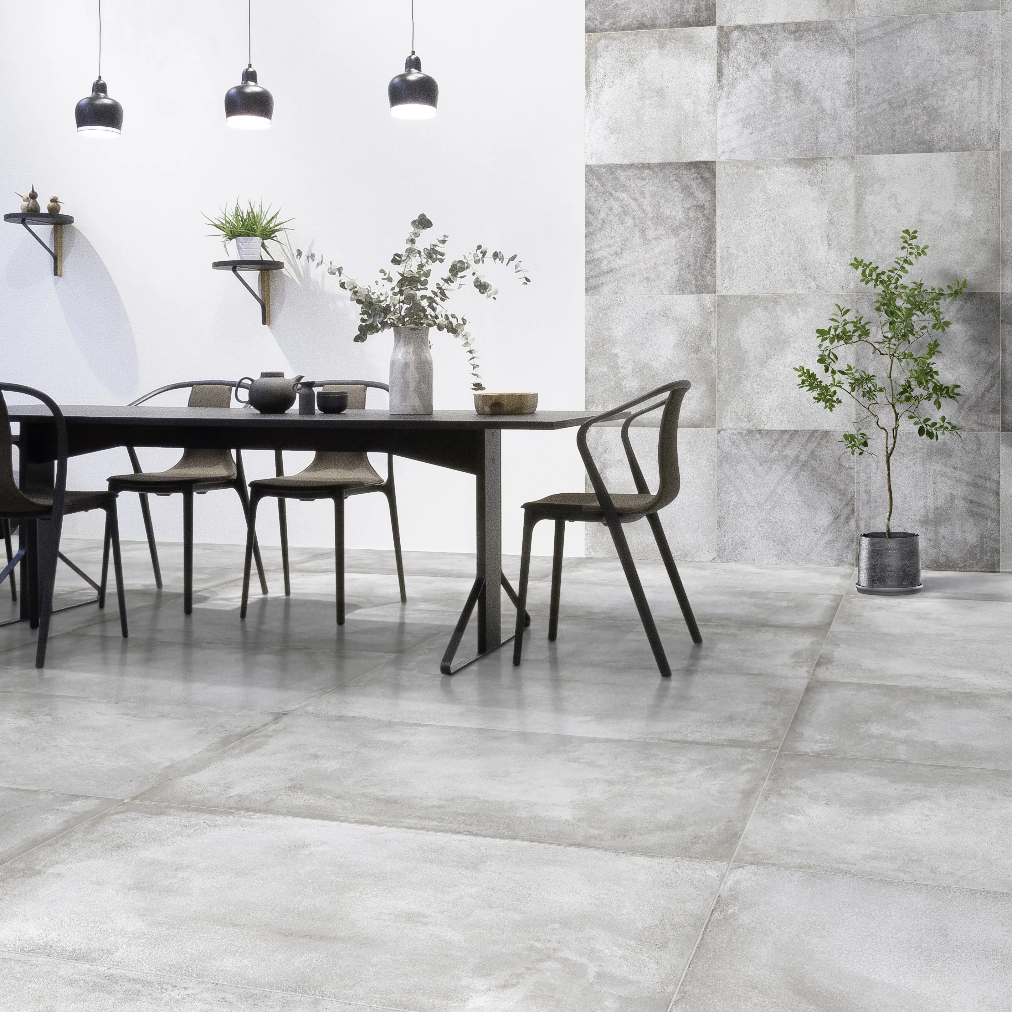 Bodenfliese Feinsteinzeug Reflex Acciaio  60 x 60 cm metallgrau