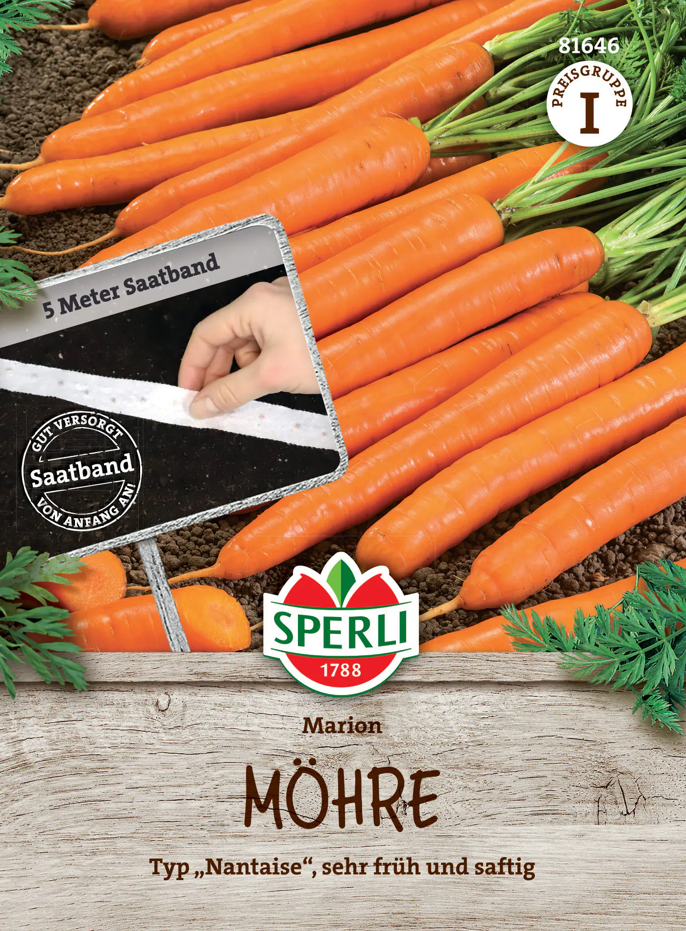 Sperli Saatgut Möhren Marion F1 Saatband für bis zu 5 lfd. Meter