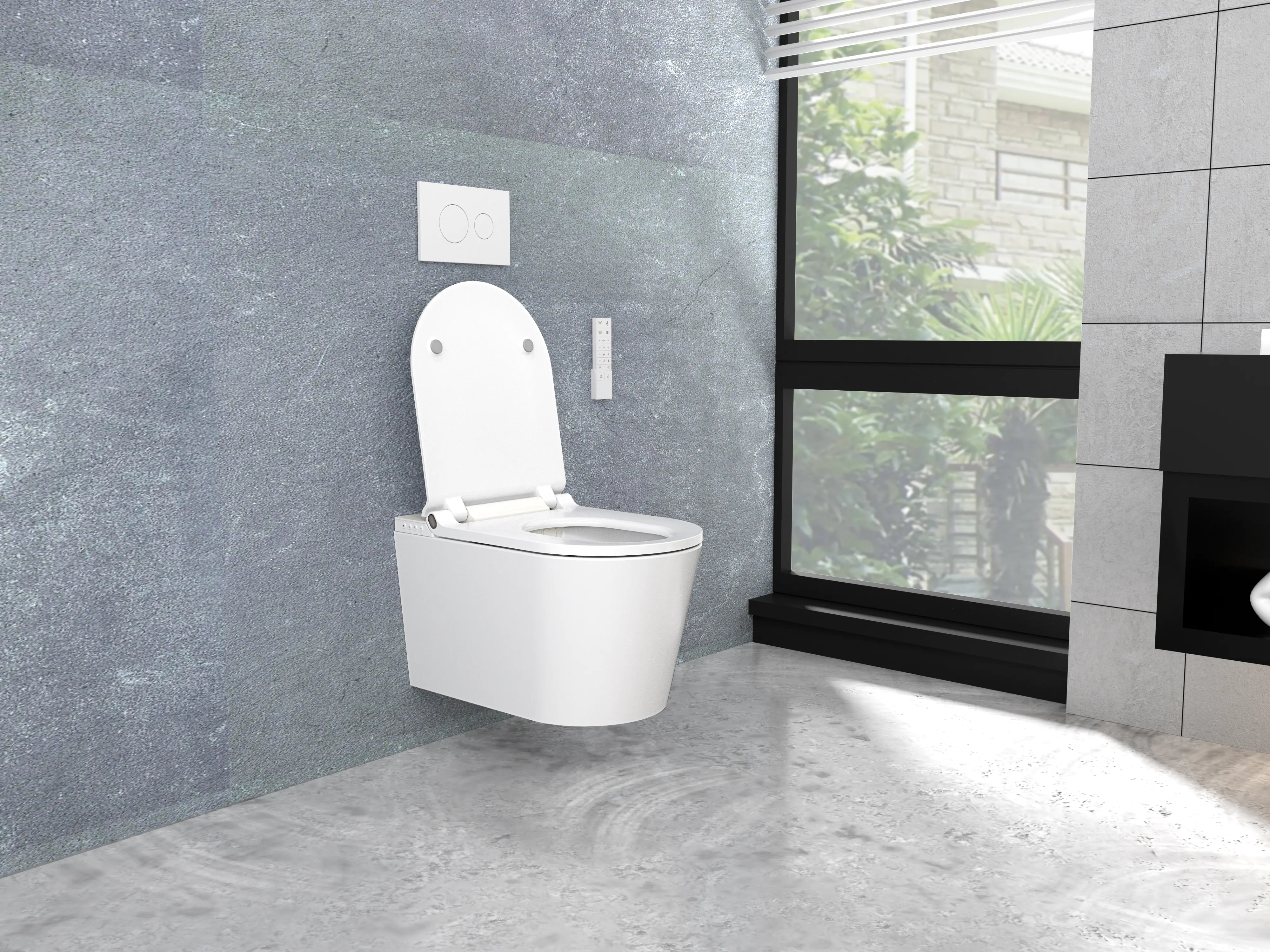 Primaster Wand Dusch-WC spülrandlos Tiefspüler weiß inkl. WC Sitz