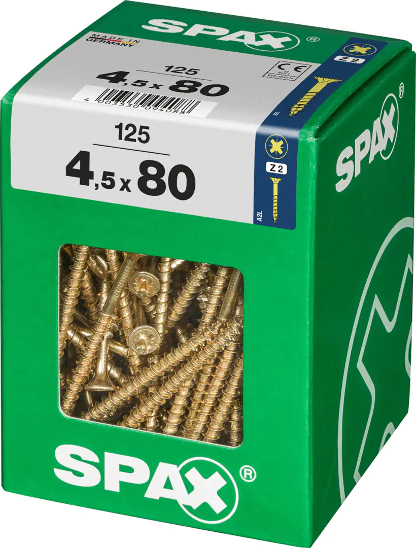 Spax Universalschrauben 4.5 x 80 mm PZ 2 - 125 Stk.
