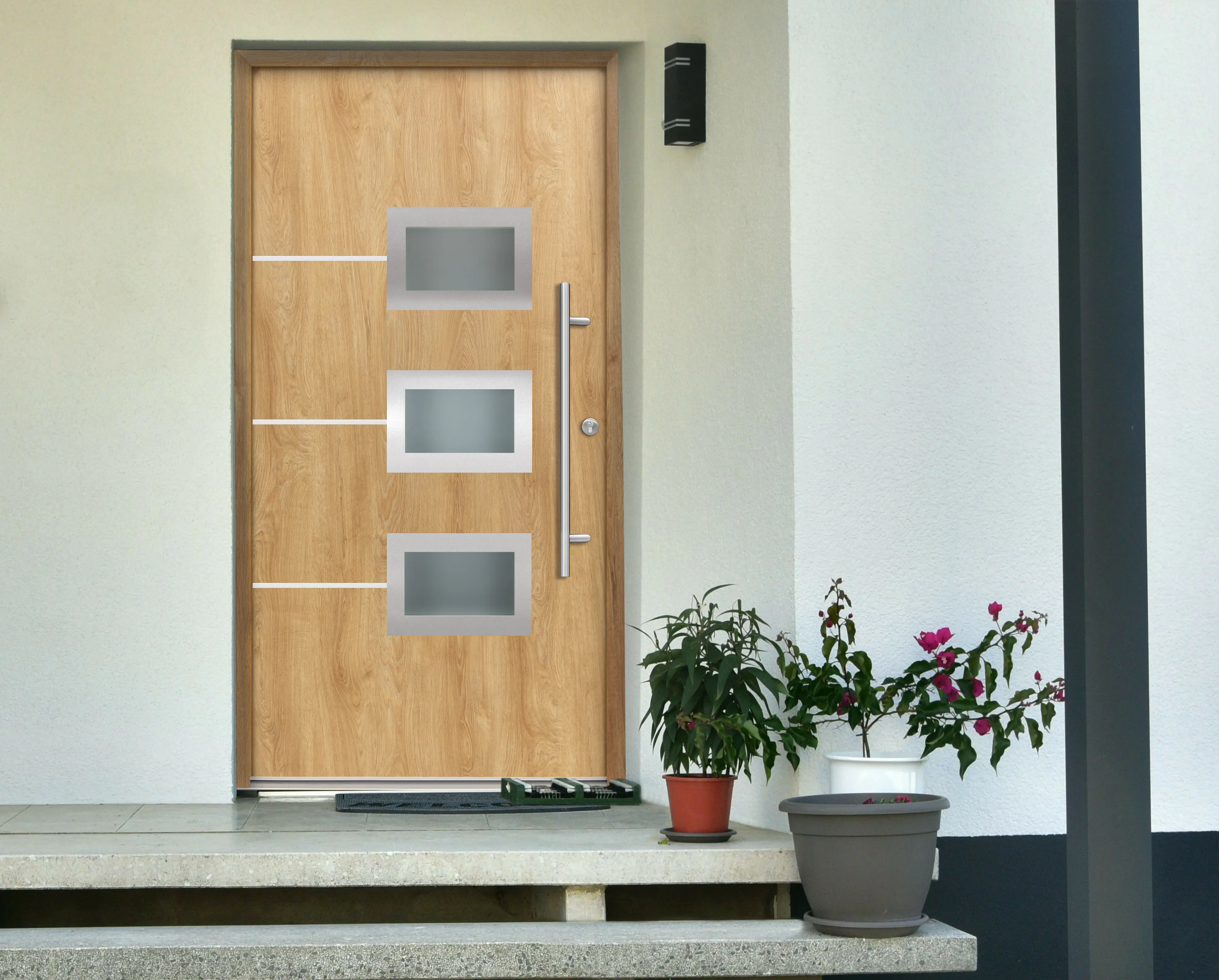 Splendoor Haustür Passivedoor Premium B03 Eiche Natur DIN Rechts 100 x 210 cm