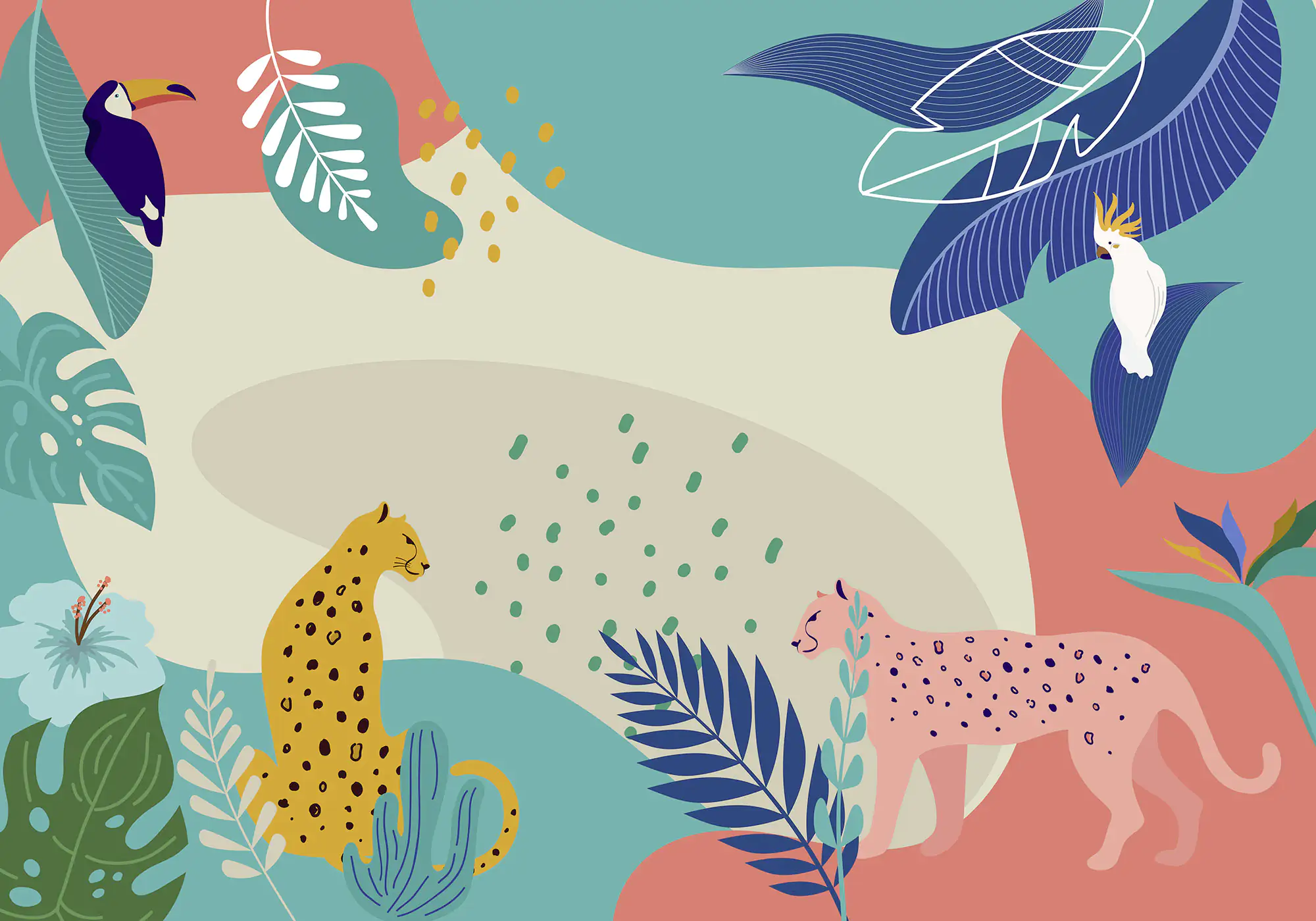 Komar Vlies Fototapete Jungle Rendezvous 400 x 280 cm 