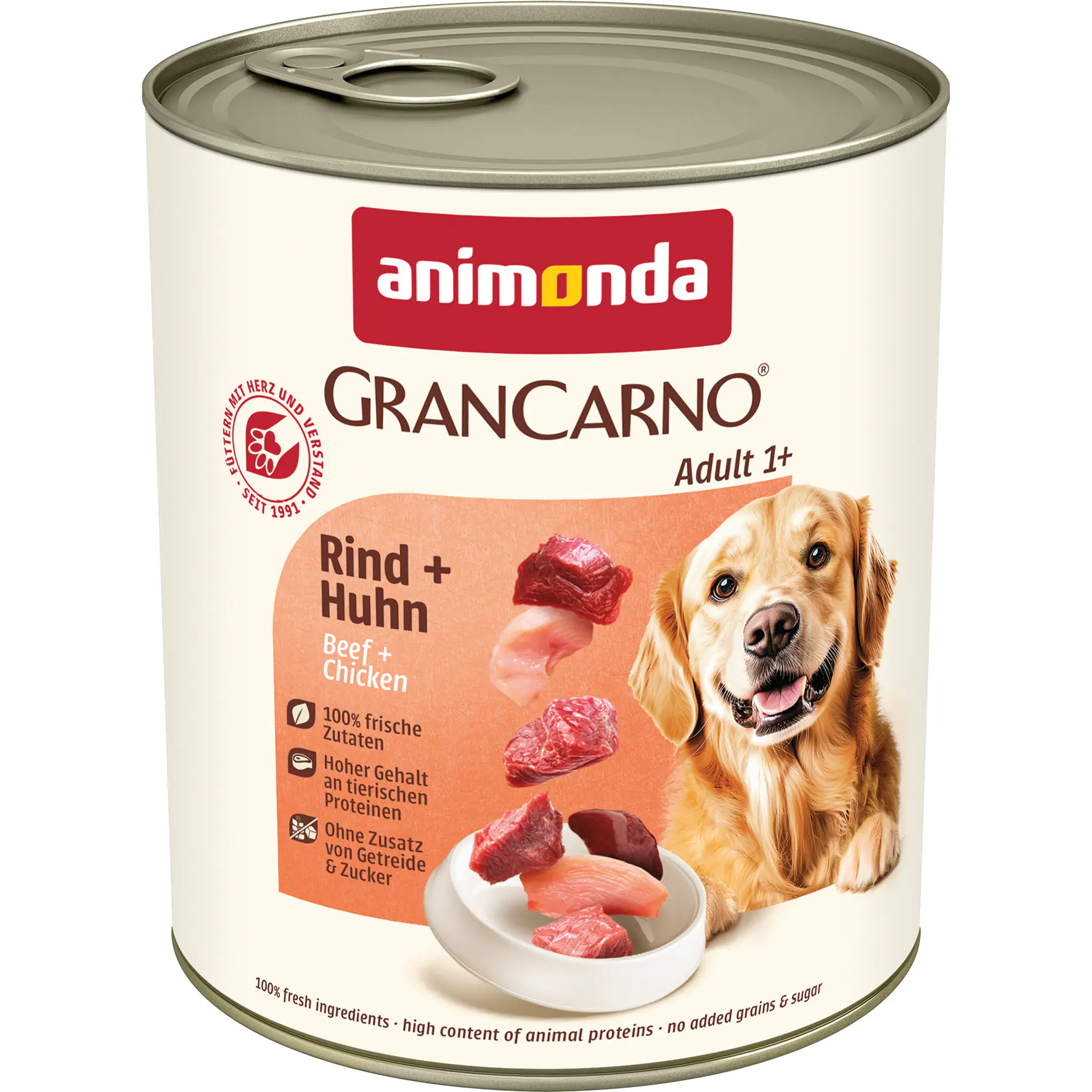 Animonda GranCarno Hundenassfutter Adult getreidefrei 800 g Rind & Huhn
