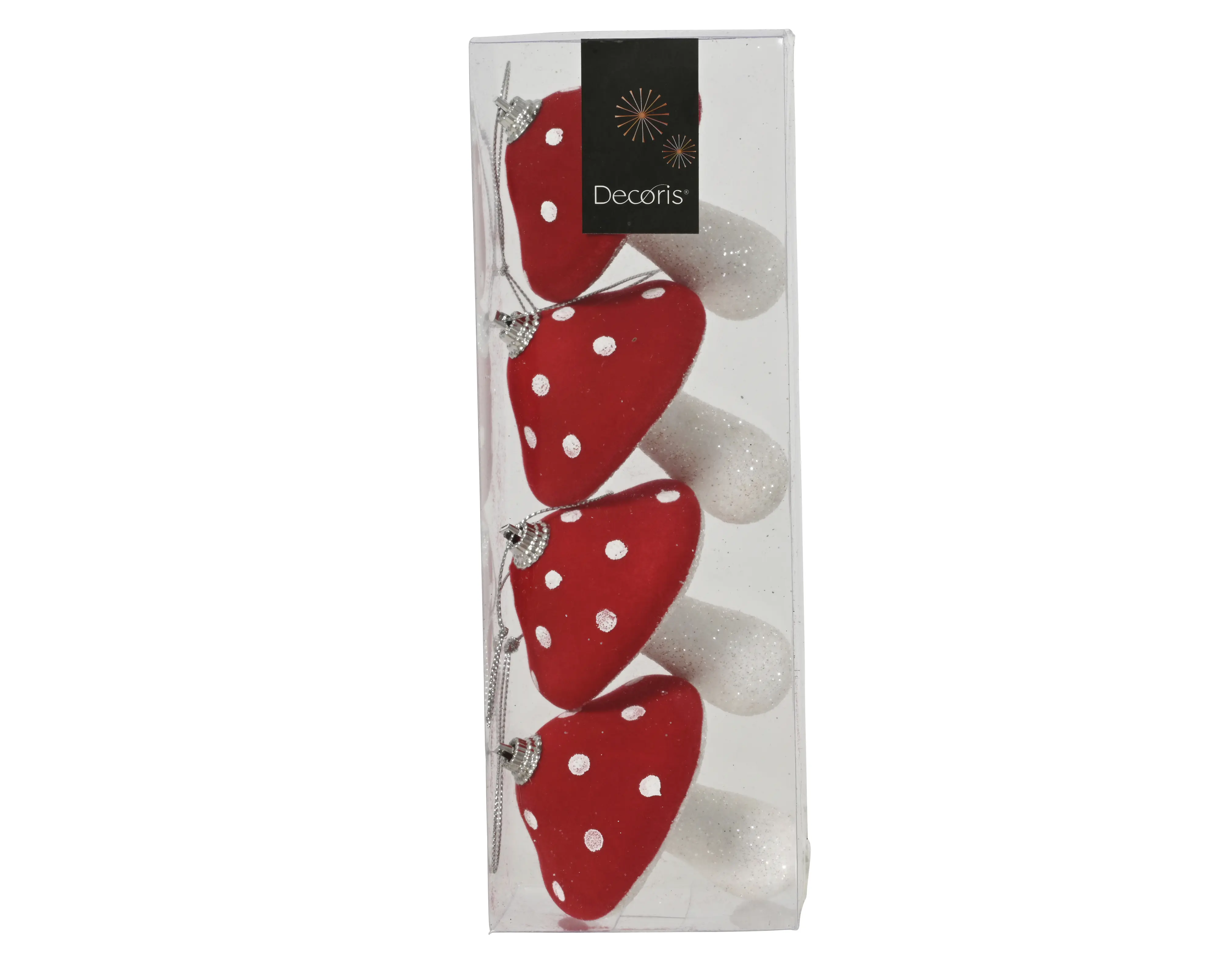 Decoris Weihnachtsanhängerset Pilz 8 x 6 x 23cm rot/weiß 4-teilig