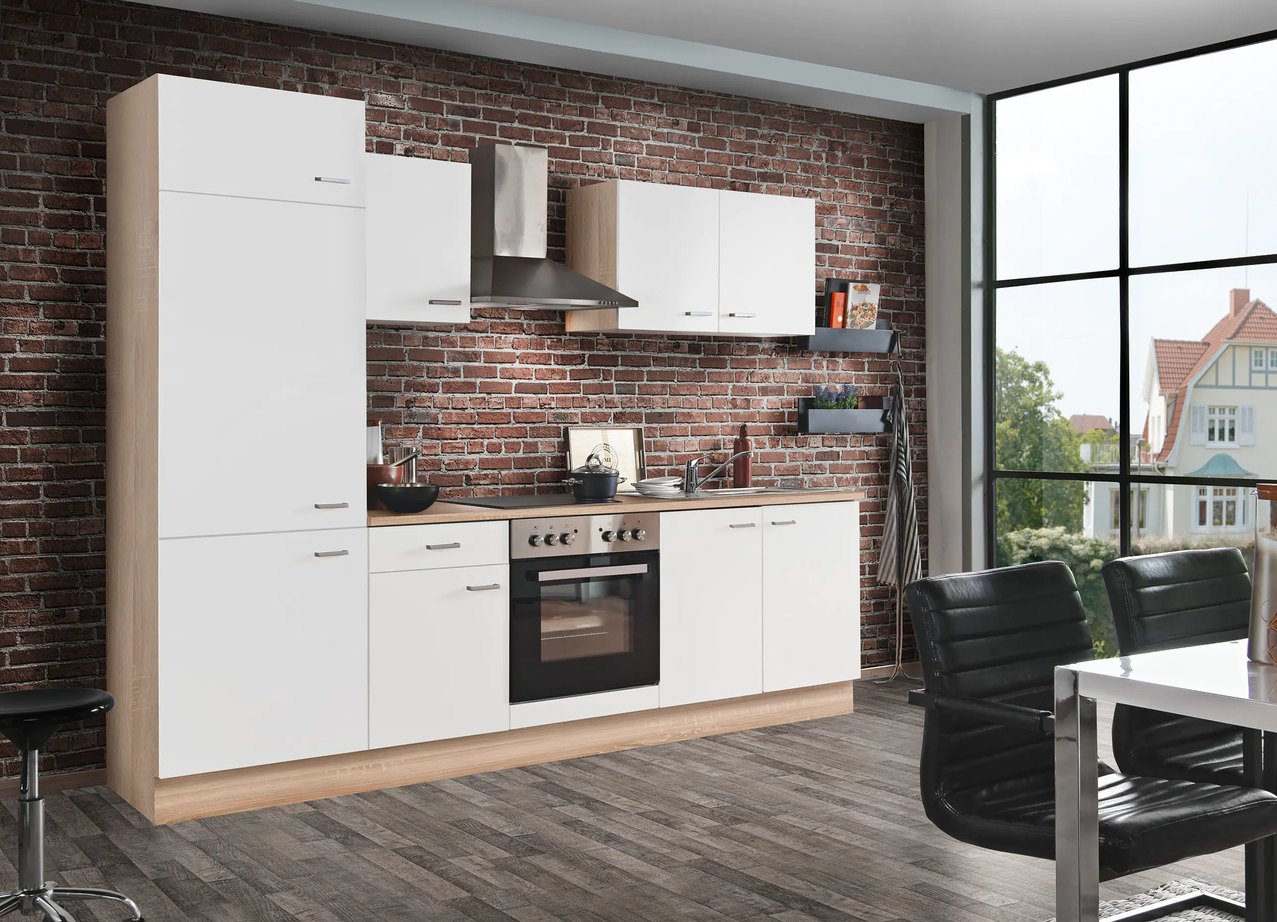 Menke Küchenzeile Biggi mit E-Geräte ohne Geschirrspüler weiß 270 cm