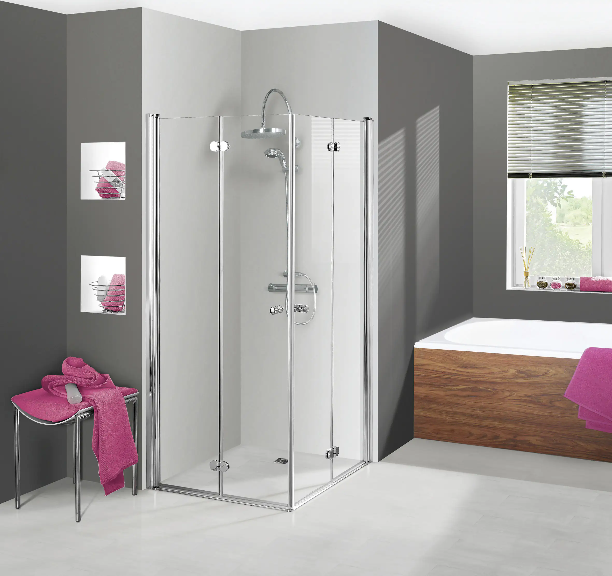 Breuer Elana Komfort Drehfalt-Duschtür 80 2 Falttüren, 80x80, Alu silber matt, Klarglas hell Breuer Elana Komfort Drehfalt-Duschtür 80 2 Falttüren, 80x80, Alu silber matt, Klarglas hell