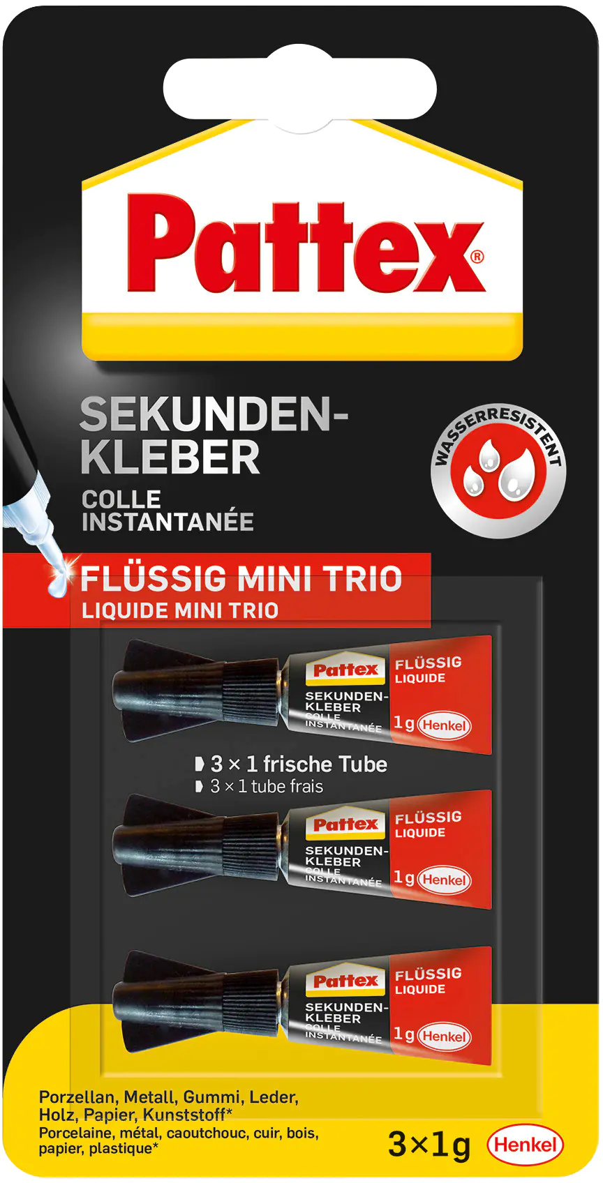 Pattex Sekundenkleber Mini Trio 3x 1 g Pattex Sekundenkleber Mini Trio 3x 1 g