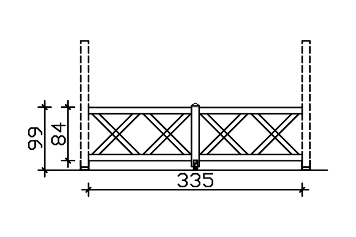SKAN HOLZ Brüstung Andreaskreuz 335 x 84 cm, Fichte, lasiert in Eiche hell