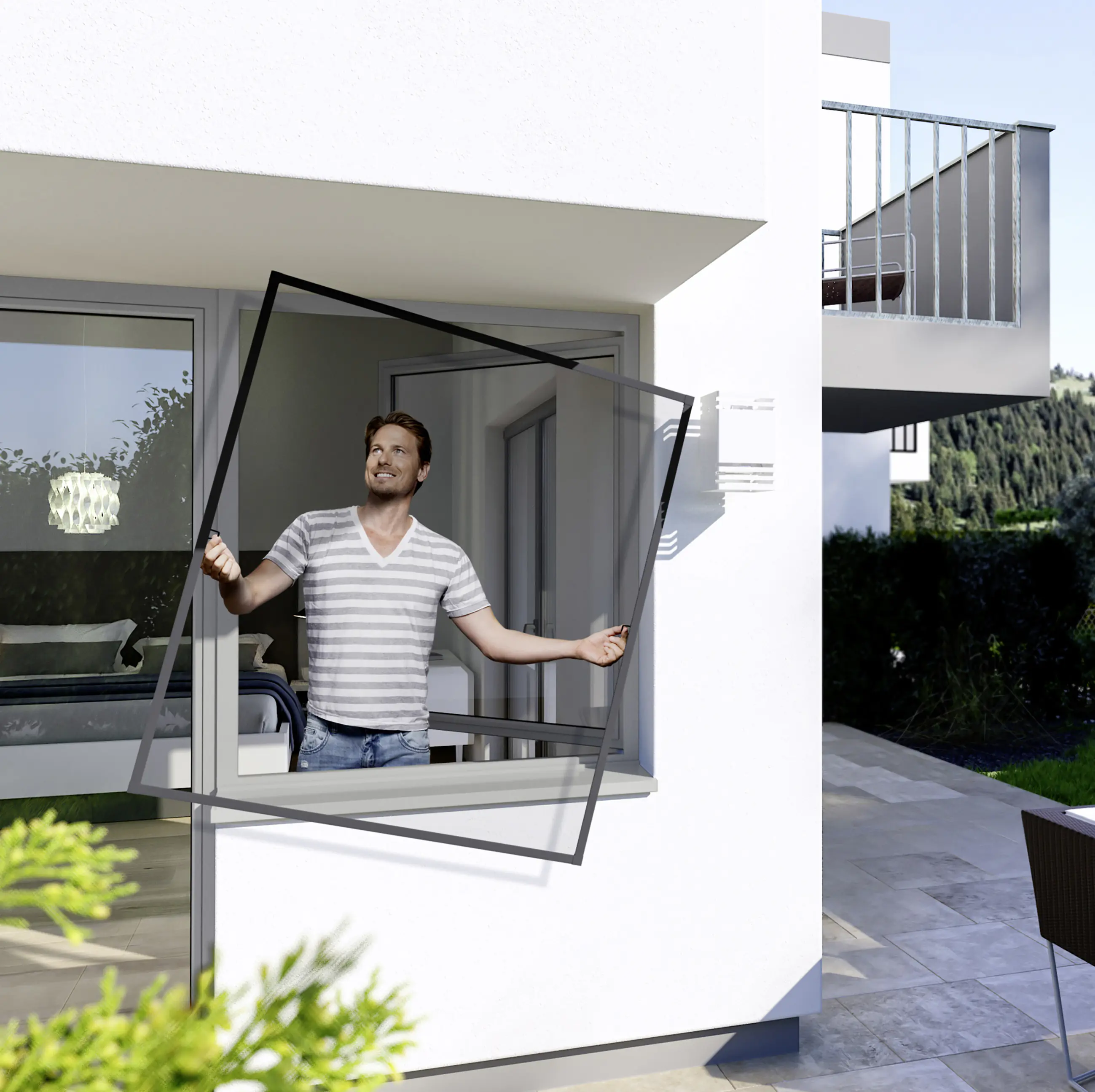 Windhager IS Fliegenschutz-Fenster Plus 100 x 120 cm schwarz/anthrazit