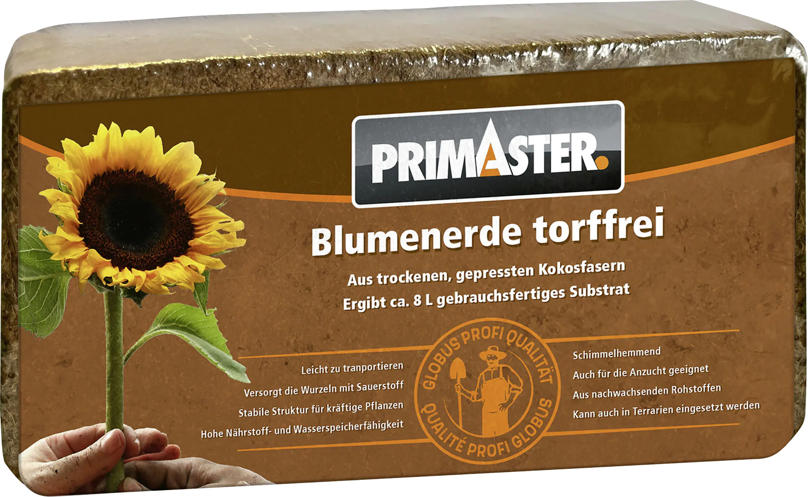 Primaster Blumenerde torffrei Brikett für 8 Liter  Primaster Blumenerde torffrei Brikett für 8 Liter
