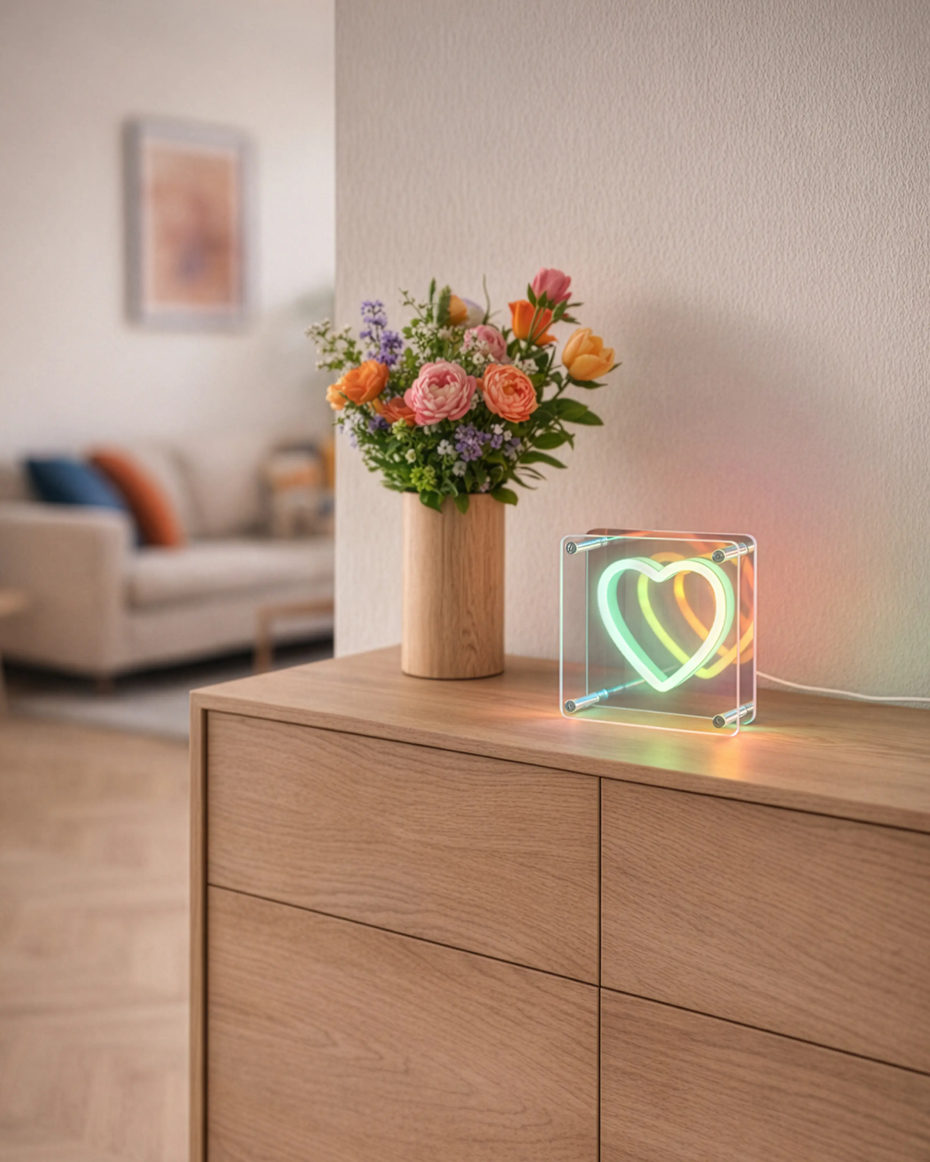 Reality LED-Tischleuchte Querido Fun Herz 14,5 x 14,5 cm warmweiß transparent irisierend