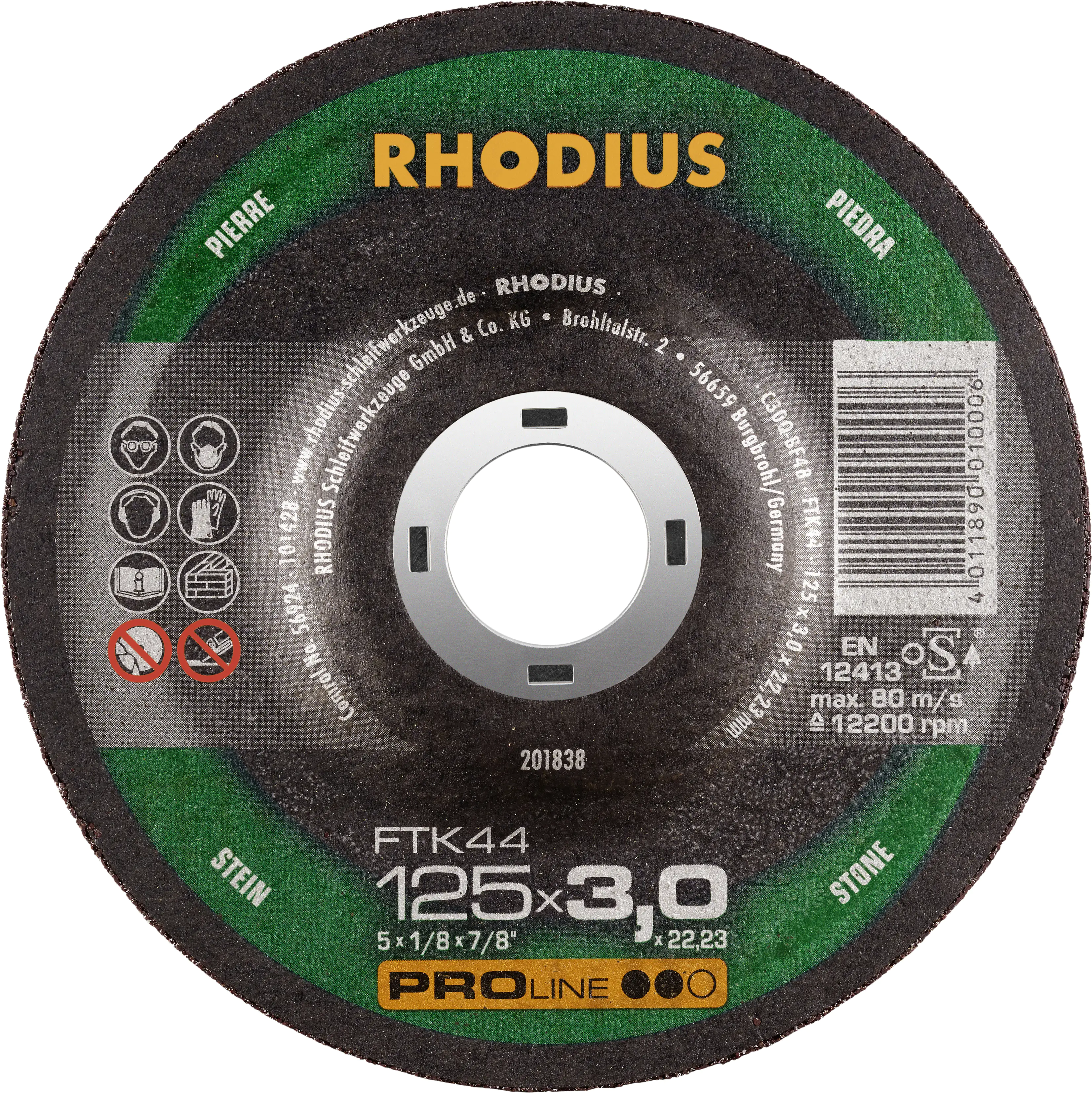 Rhodius Freihandtrennscheibe FTK44 Stein Ø 125 mm Bohrung 22,23 mm Rhodius Freihandtrennscheibe FTK44 Stein Ø 125 mm Bohrung 22,23 mm