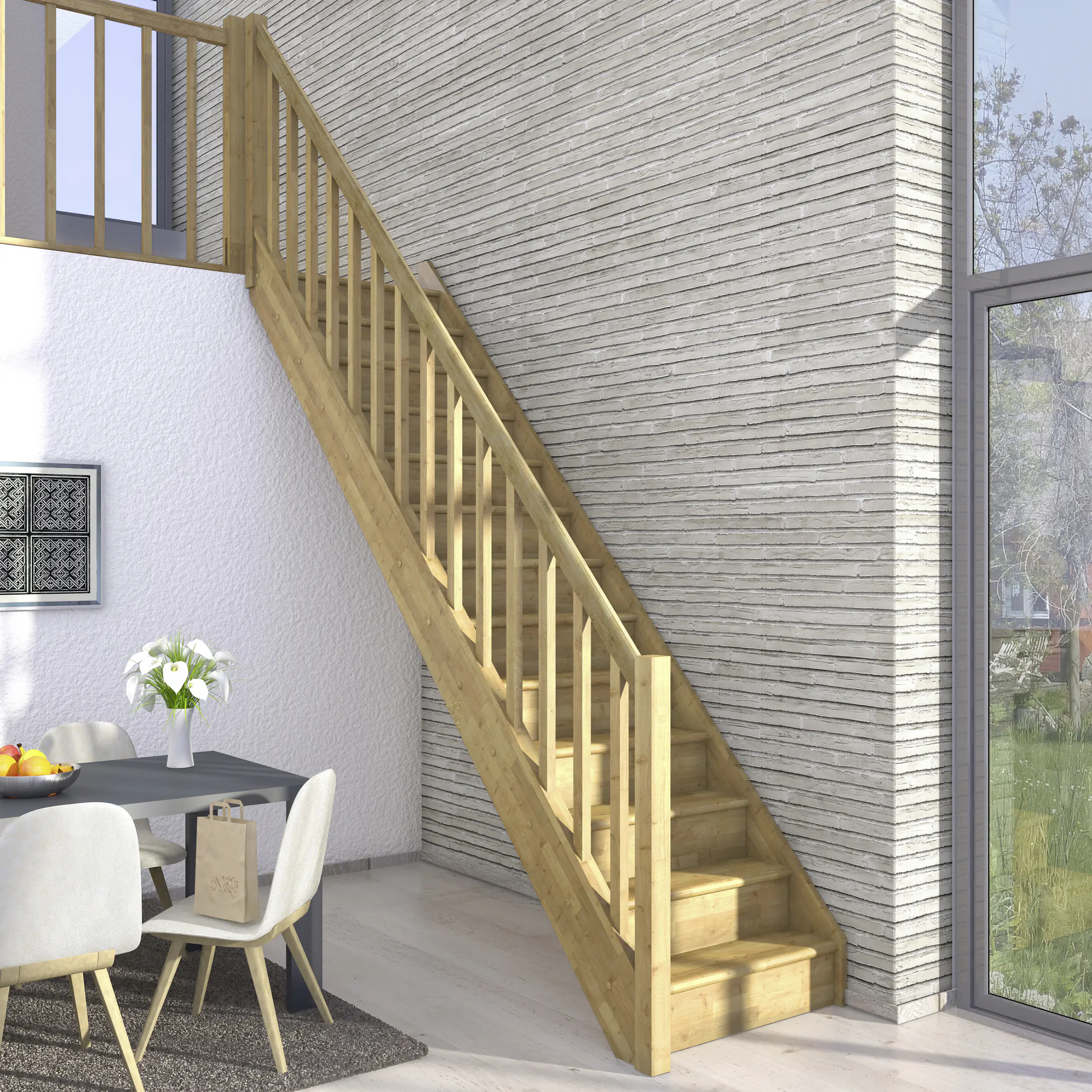 Dolle Raumspartreppen Paris gerade Eiche versiegelt inkl. Geländer