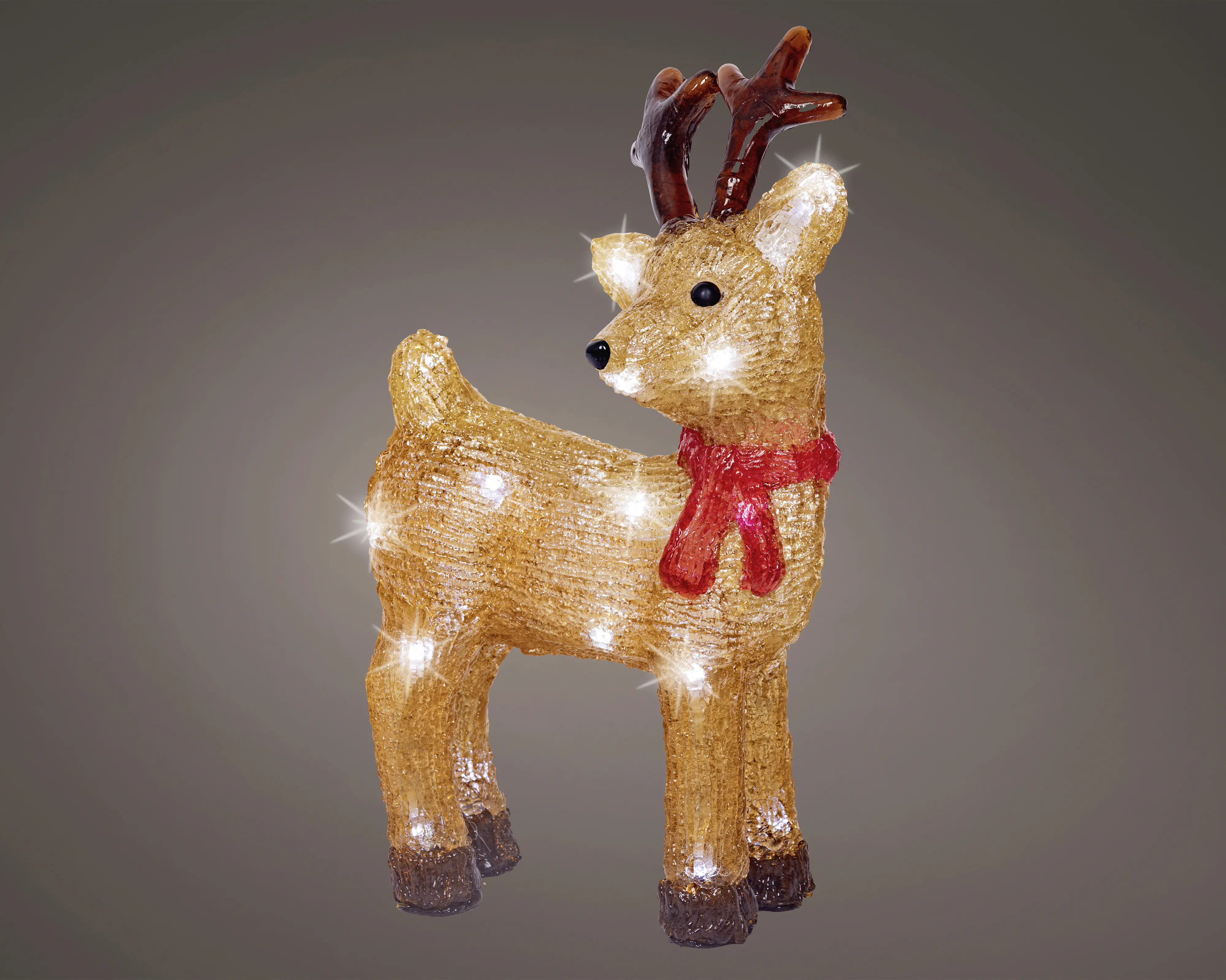 Lumineo LED Rentier batteriebetrieben mit Timer 30 cm kaltweiß braun