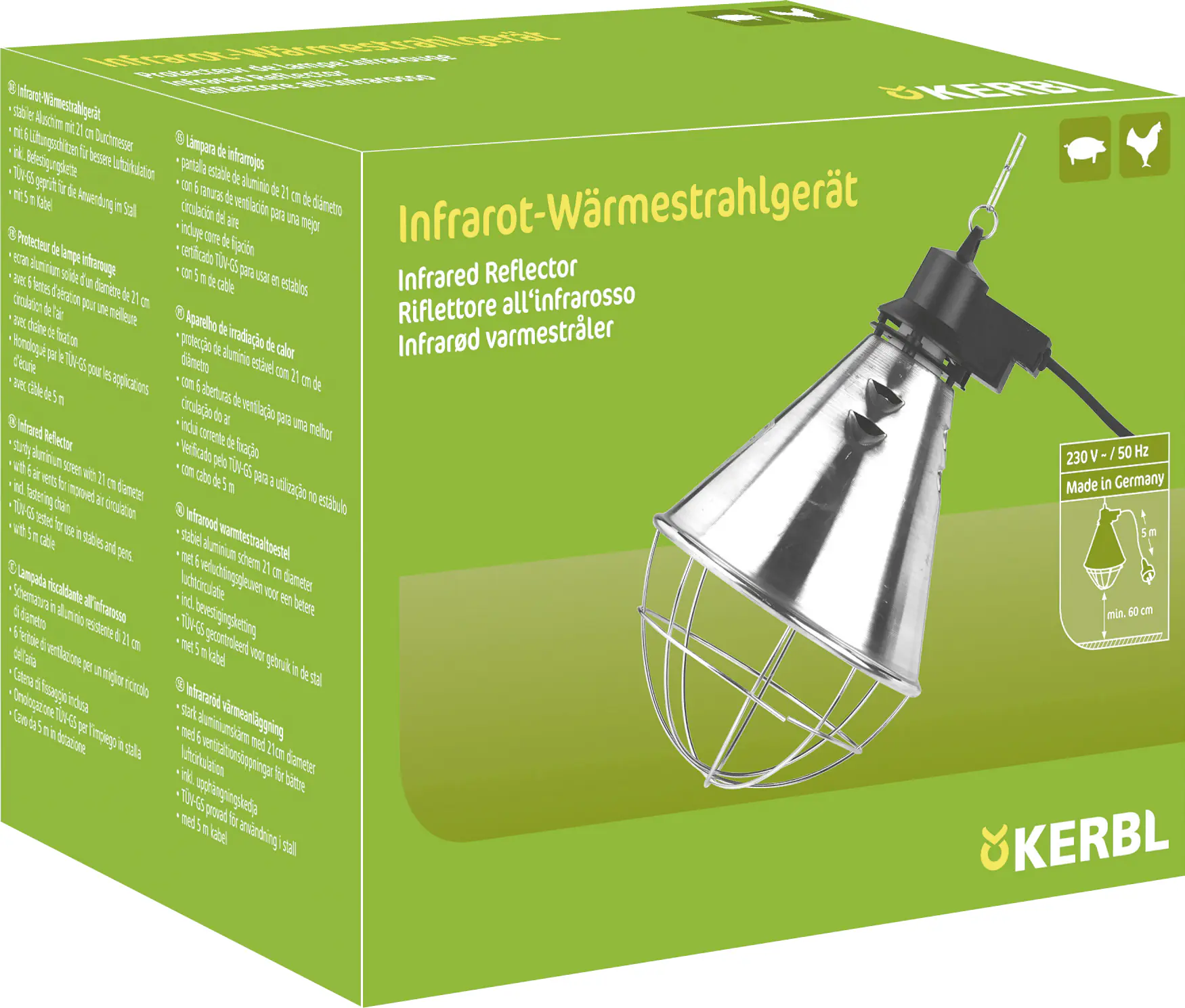 Kerbl Küken-Infrarot-Wärmestrahlgerät 5 m Kabel