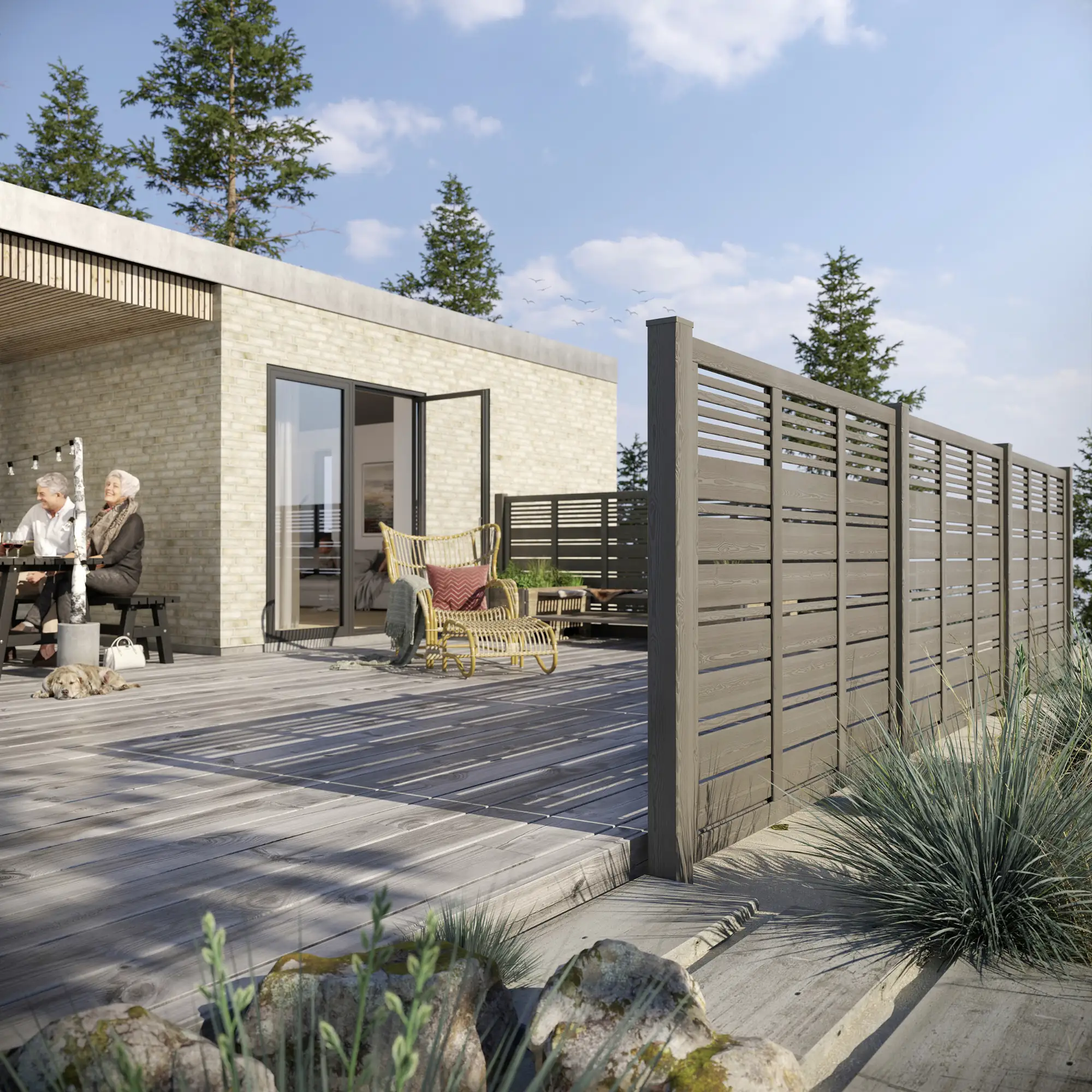 Plus Pfostenkappe Classic inkl. Schrauben 91 x 91 mm umbragrau fungizidbehandelt