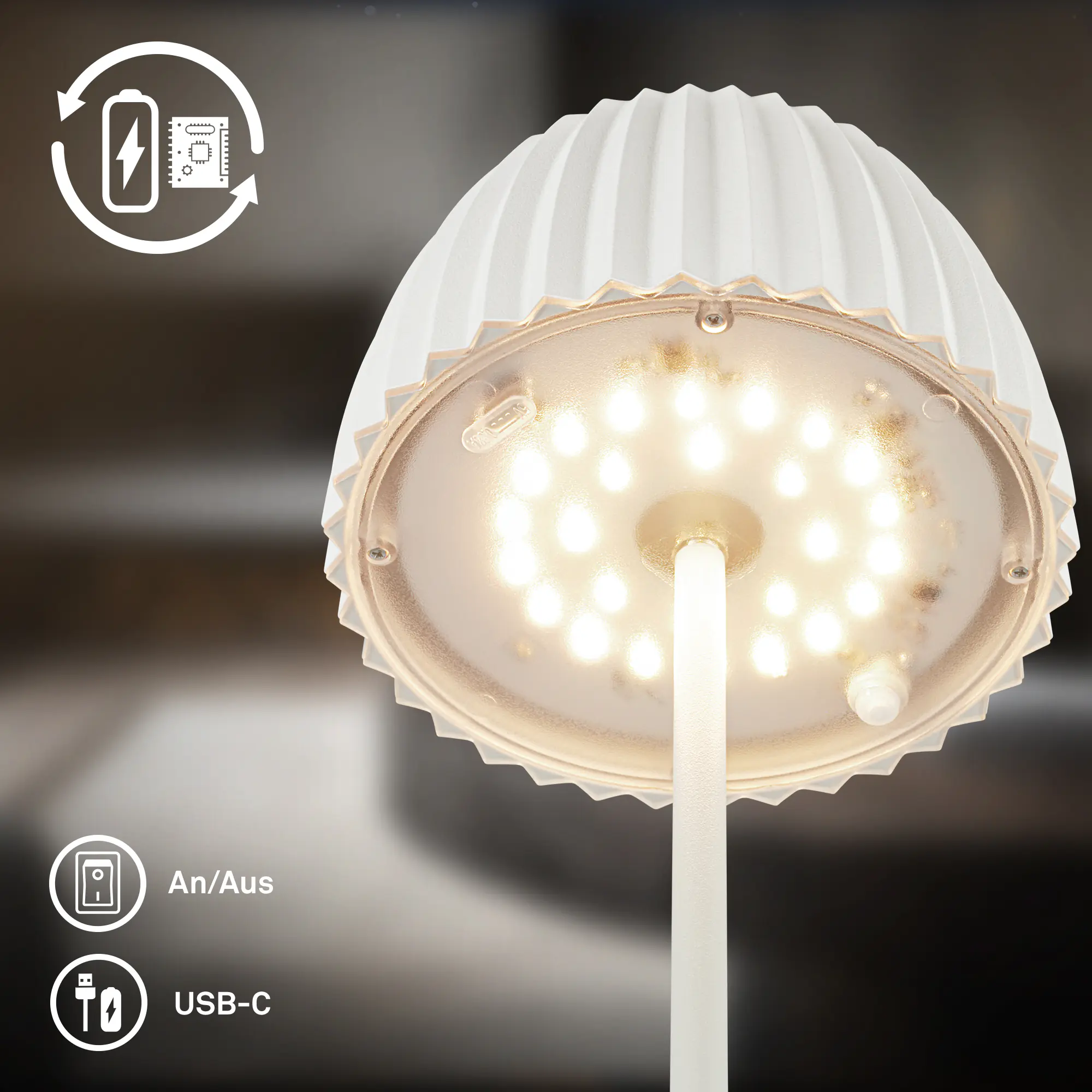 Briloner LED-Tischleuchte Riffle mit Akku weiß dimmbar