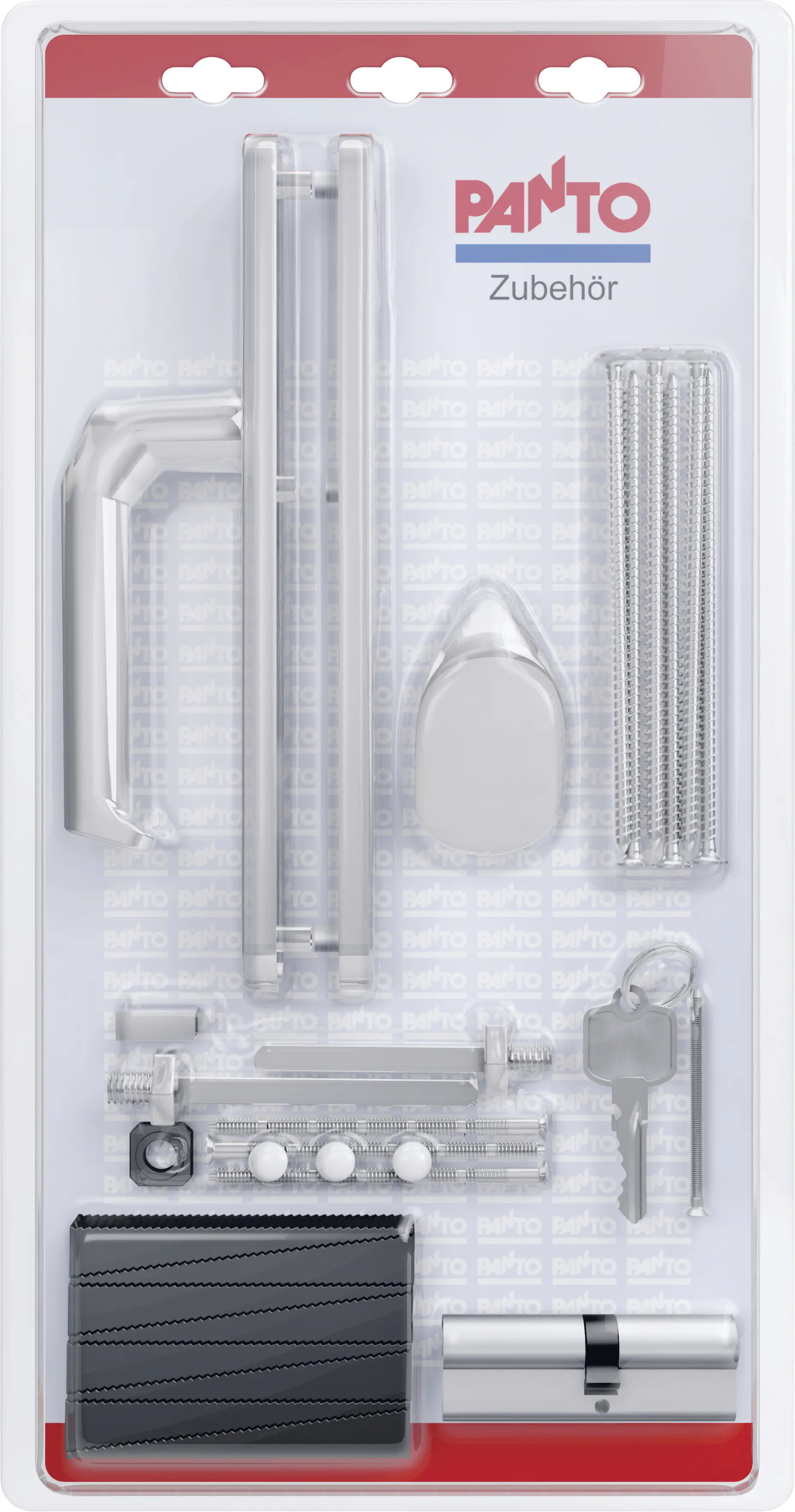 Panto Drückergarnitur 92/8 mm Aluminium inkl. Zylinder und Montageset