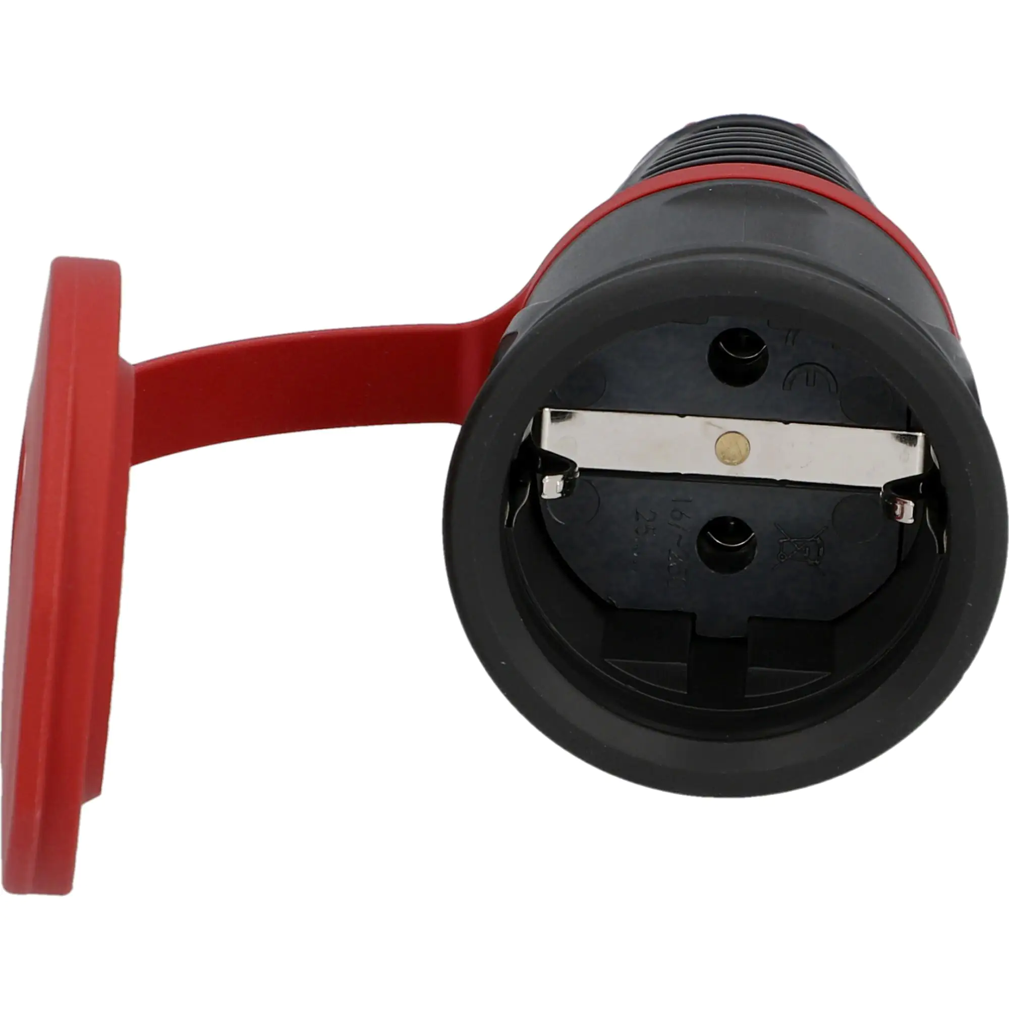 Schutzkontakt-Kupplung Vollgummi IP44 Deckel schwarz