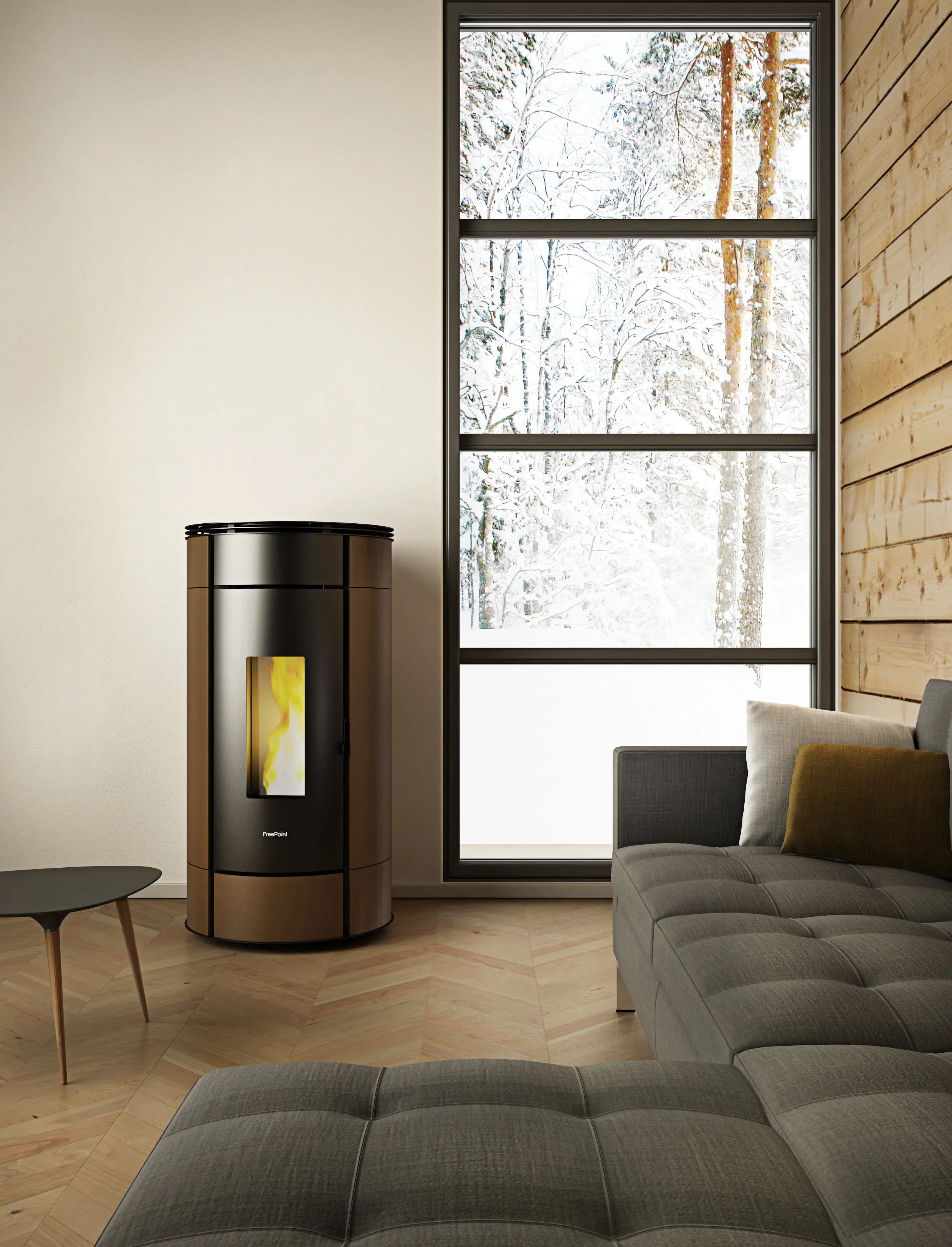 8033123618816 FreePoint Pelletofen Globe Stahl 10,5 kW schwarz-braun