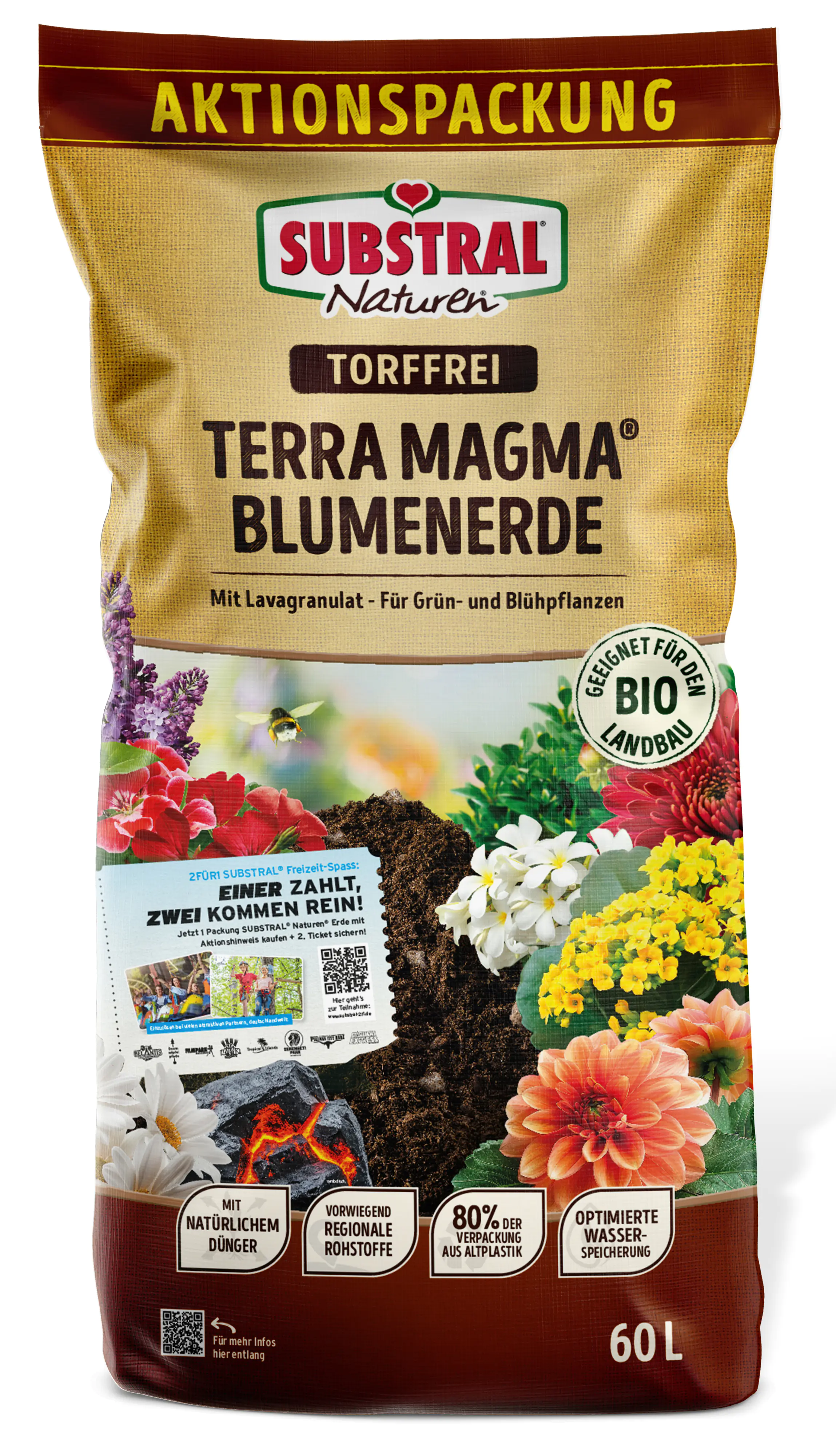 Substral Naturen Blumenerde Terra Magma 60 L Aktionspackung torffrei