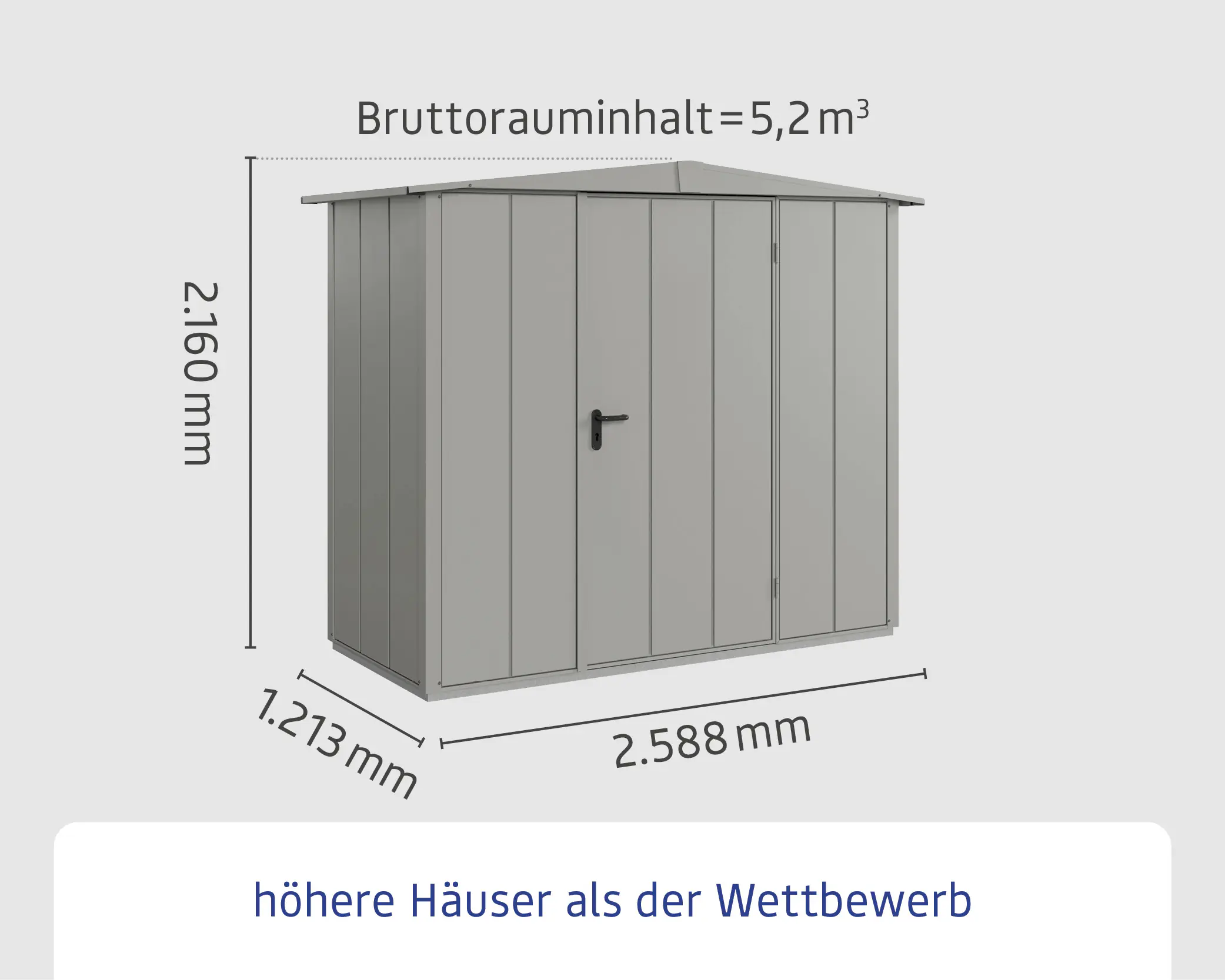 EcoStar Gerätehaus Elegant-S Typ 1 graualuminium 1 flg 258,8 x 121,3 cm