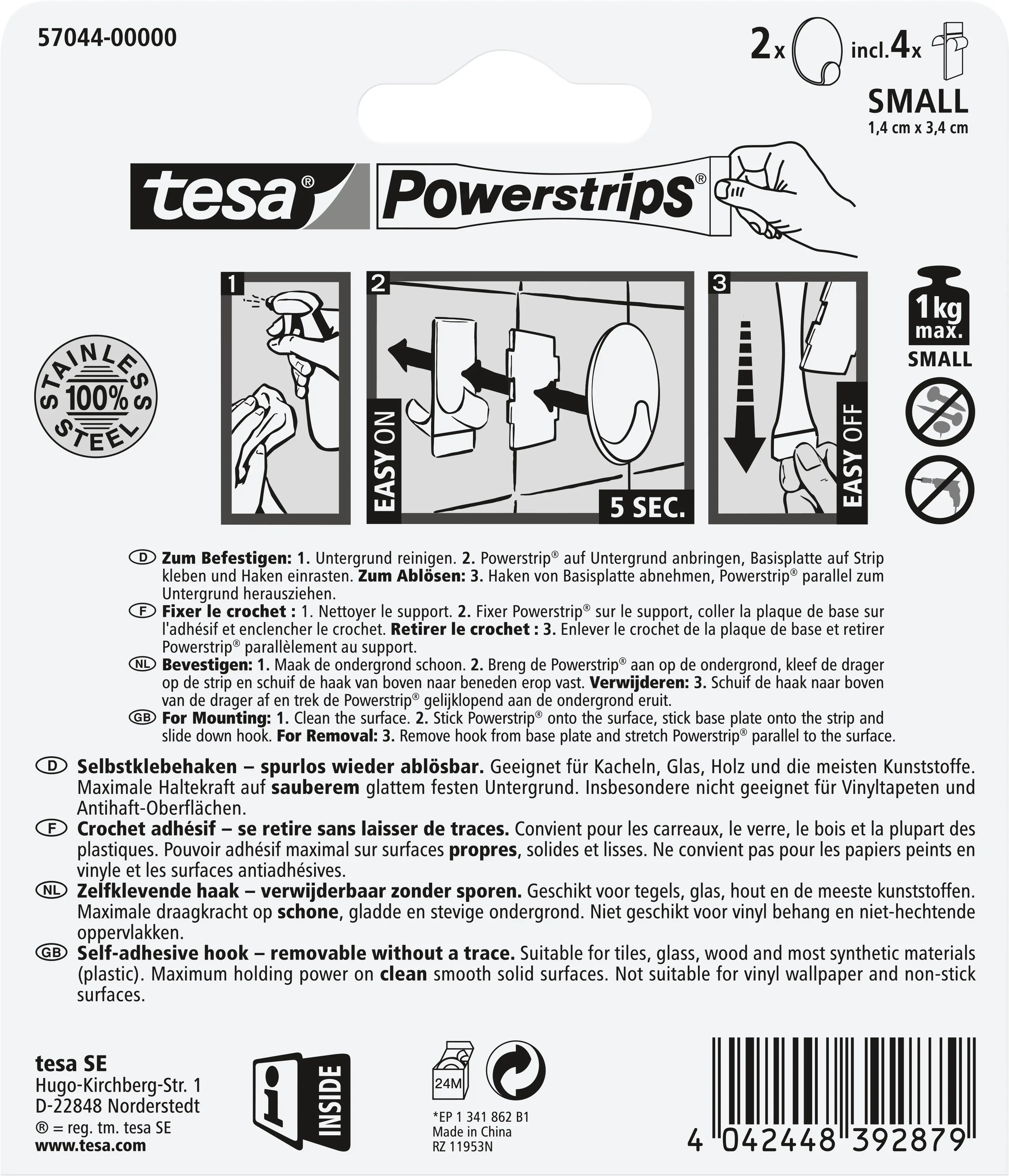 tesa Powerstrips Haken Small rund, weiß