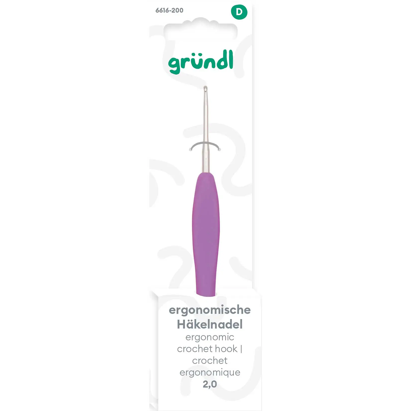 Gründl Ergonomische Häkelnadel 2 mm lila