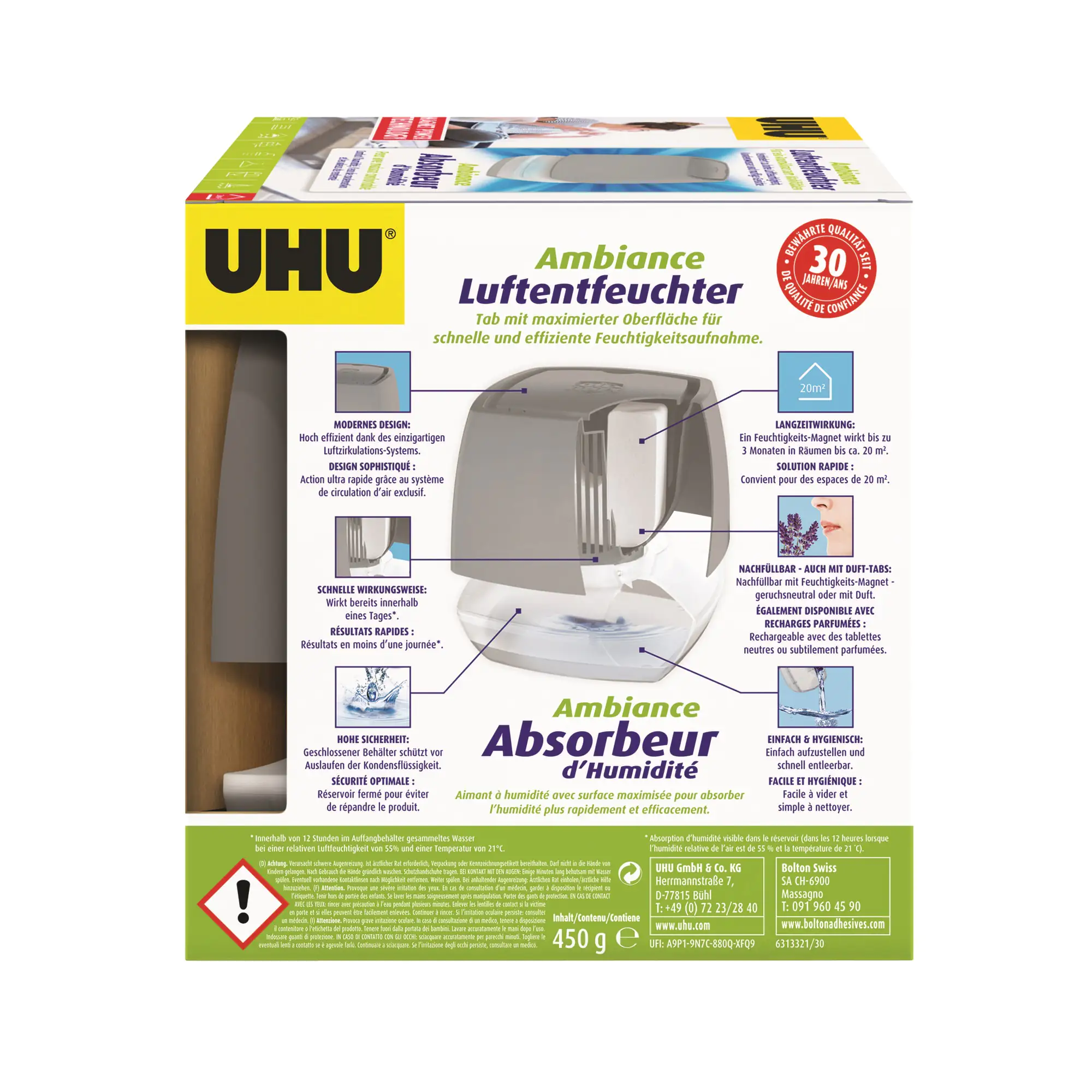 UHU Luftentfeuchter Ambiance anthrazit, 450 g