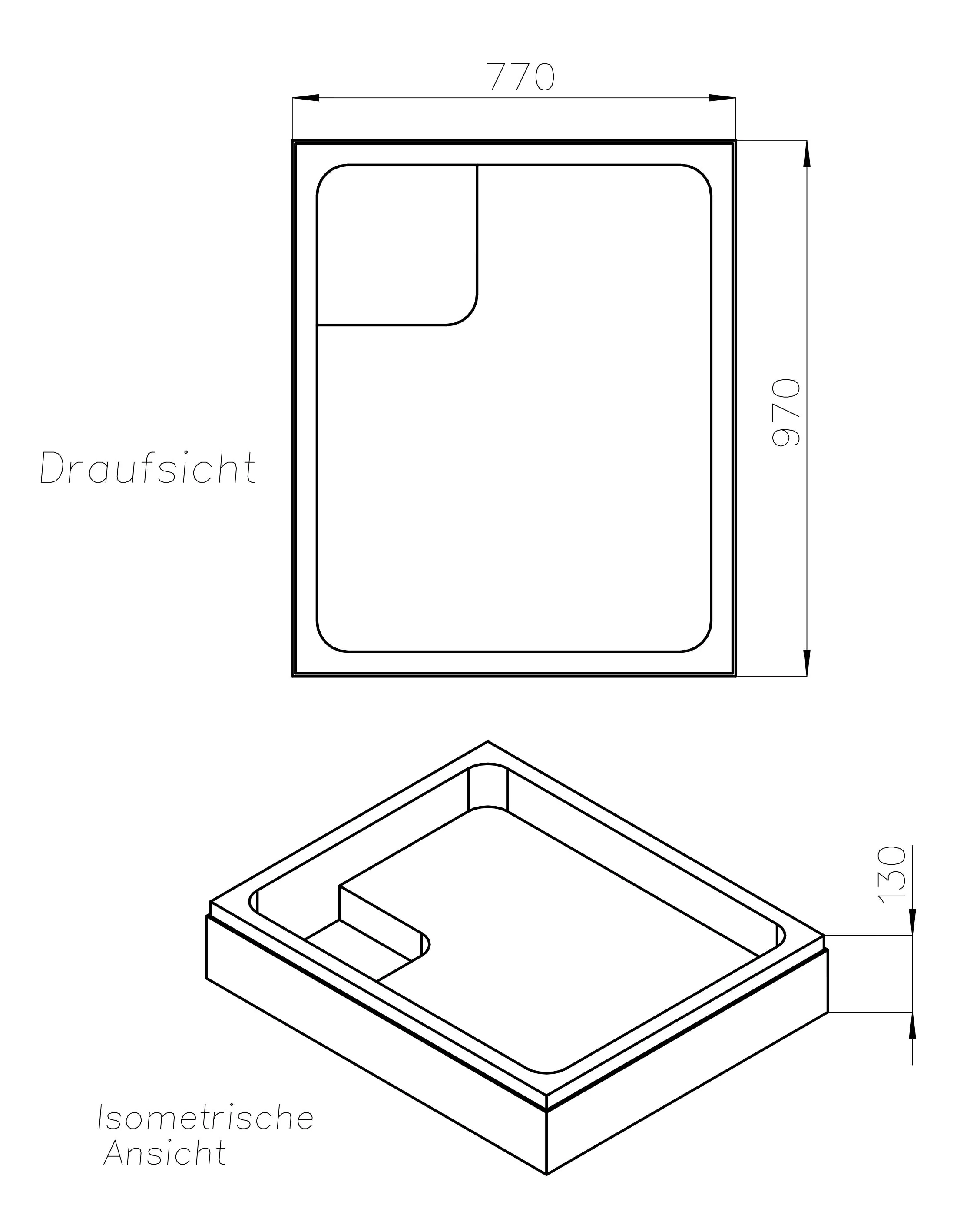 Ottofond Wannenträger Rubi 970 x 770 mm