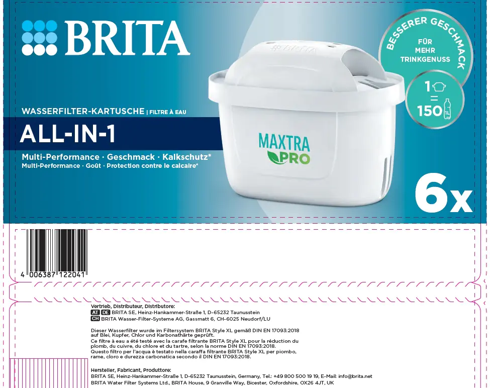Brita Wasserfilterkartusche MAXTRA PRO All-IN-1, 6er-Pack