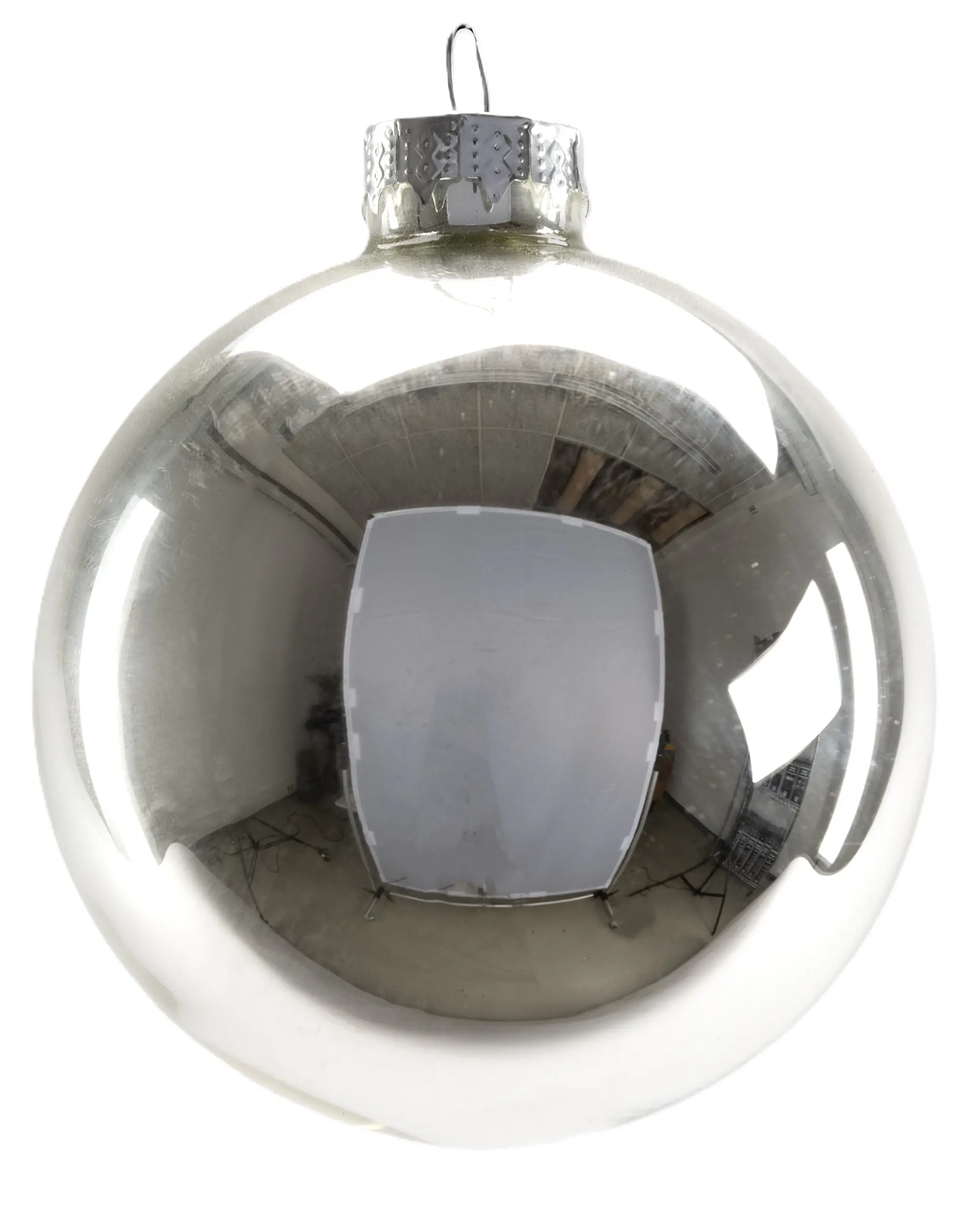 TrendLine Weihnachtskugeln aus Glas Ø 8 cm weiß-silber 6 Stück