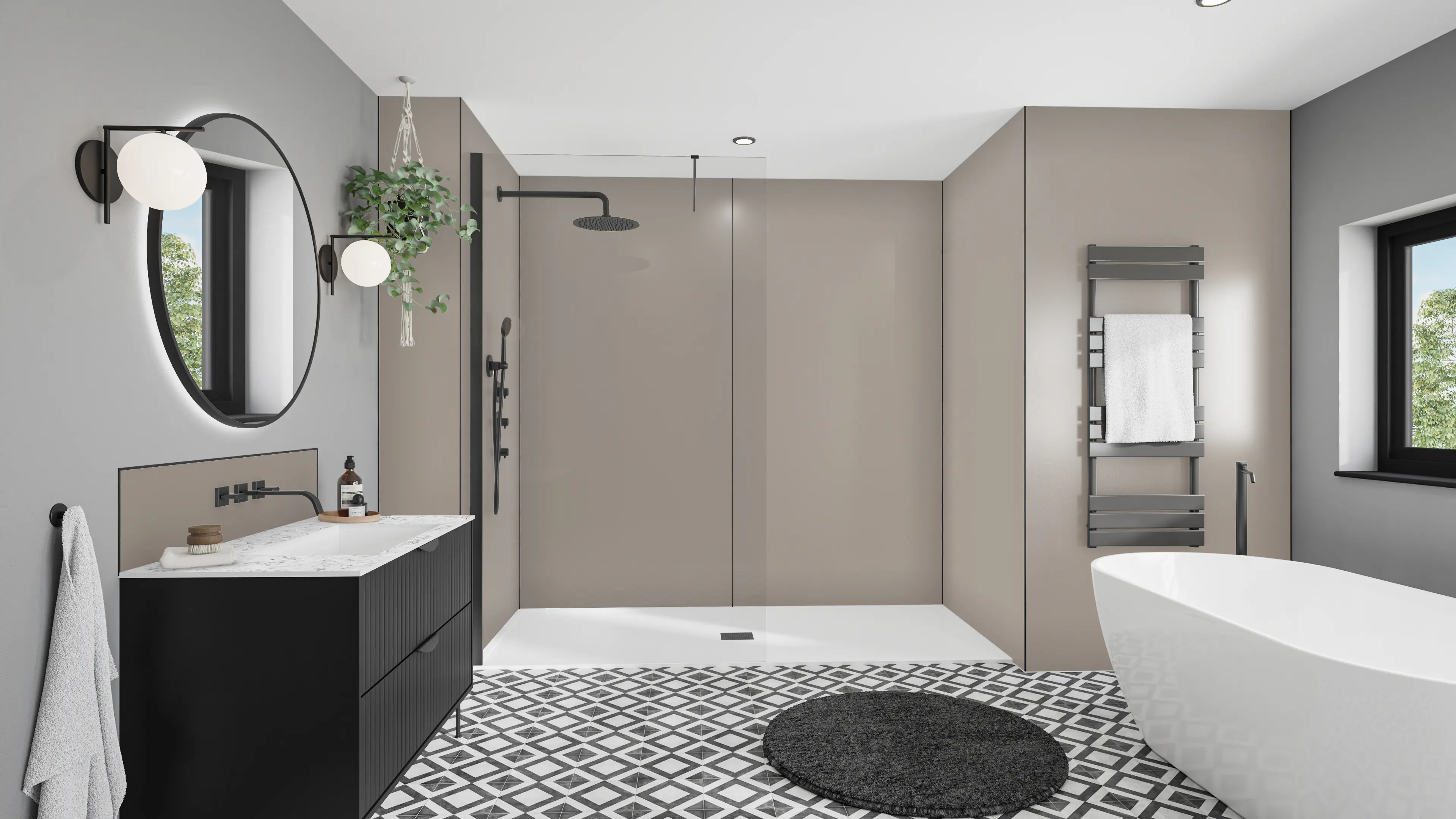 Wetwall Alloy Wandpaneel  Terra Grey/Seabreeze Green 60 x 244 cm
