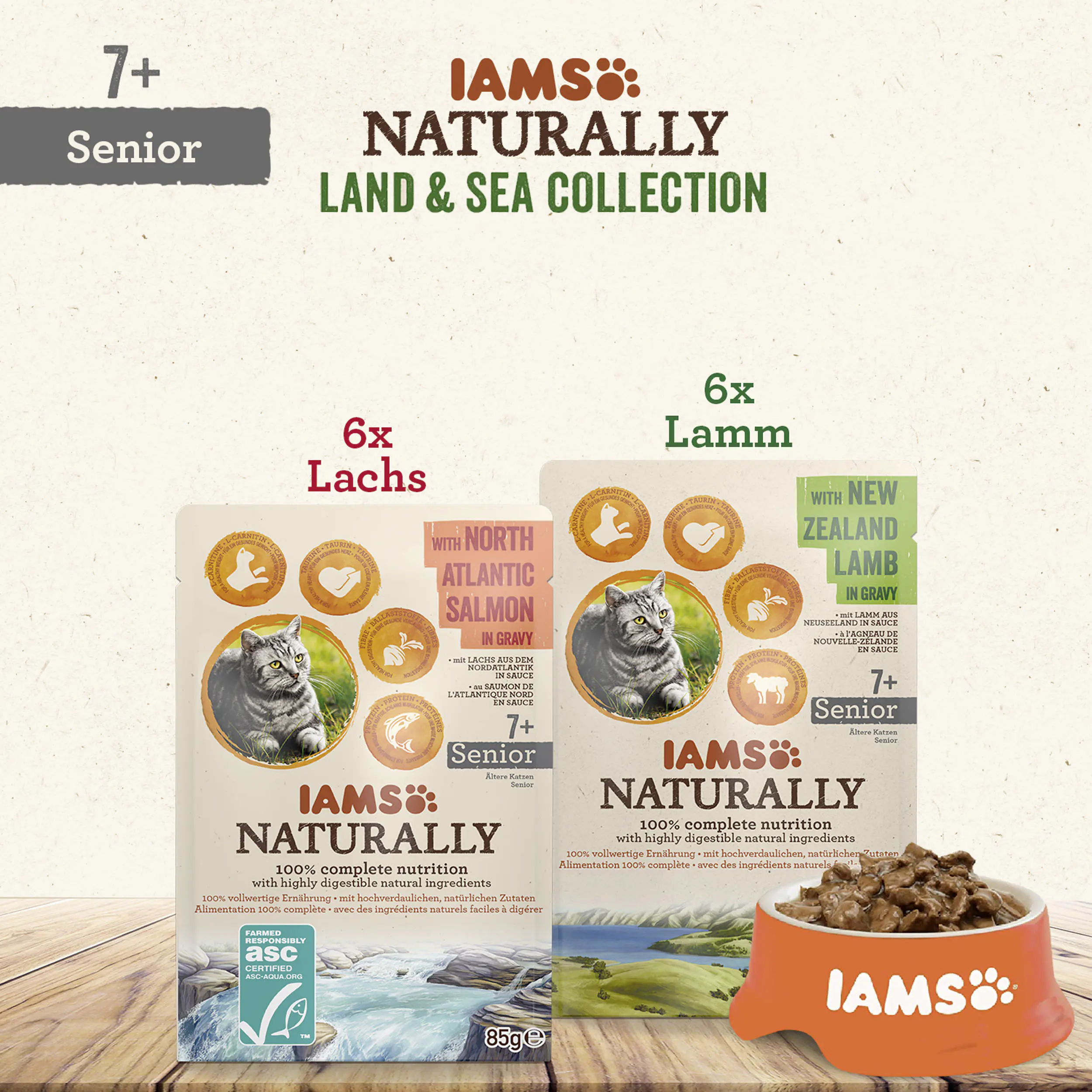 IAMS Naturally Katze Senior Mix 12x85g 12x 85g